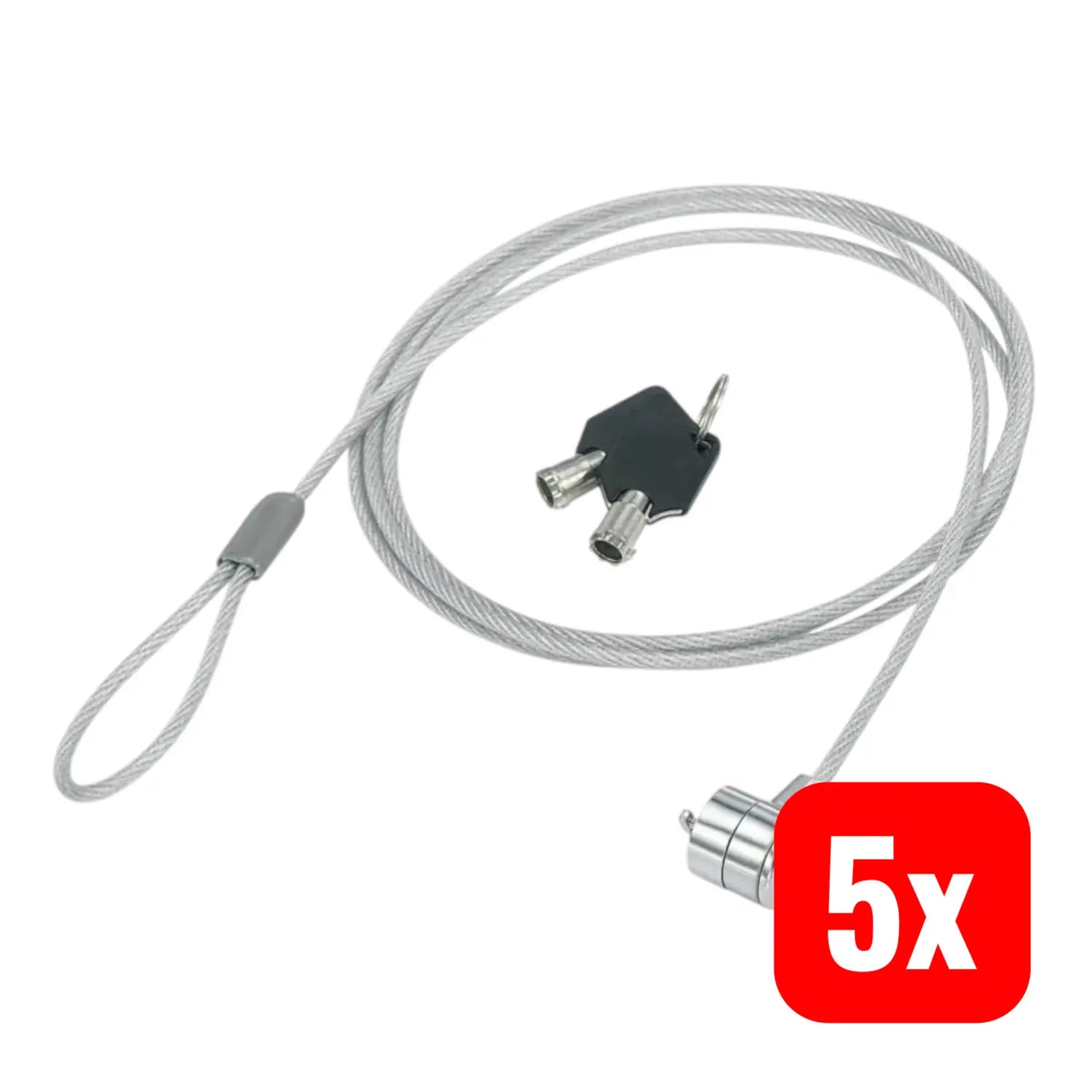 B-Ware Renkforce Laptopschloss Schlüsselschloss 2 Schlüssel Kabelschloss 1500mm 5 Stück