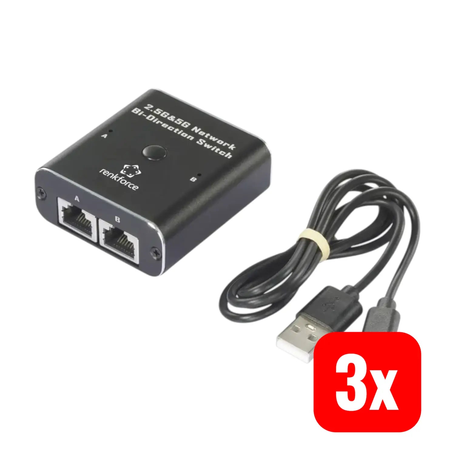 B-Ware Renkforce Netzwerk Switch Verteiler Rj45 Ethernet 2 Port 5 G Bit/S Usb 3 Stück