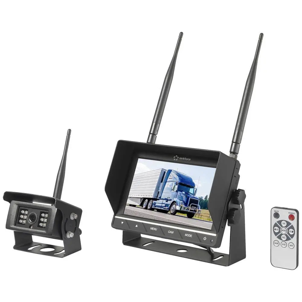 B-Ware Renkforce Rückfahrvideosystem Einparkhilfe Funkkamera Monitor 2 Eingänge Schwarz