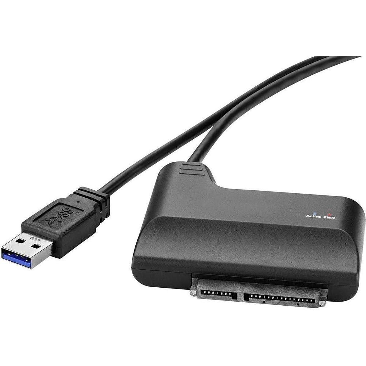 B-Ware Renkforce Festplatten Adapter 30 Cm Schwarz Usb 3.0 Zu Sata Adapterkabel Kabel