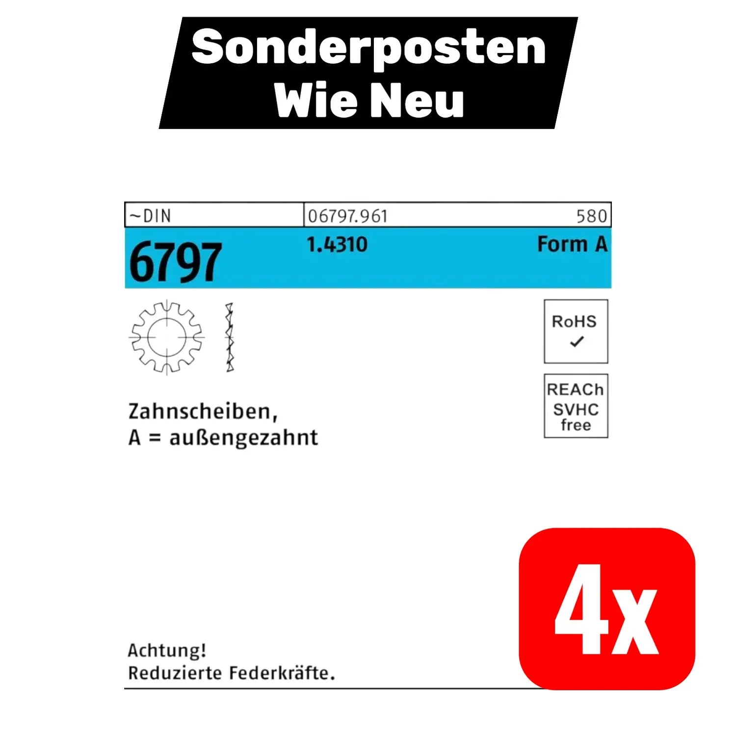 B-Ware Reyher Zahnscheiben Federscheiben Din 6797 Edelstahl 5 3mm Form A 400 Stück