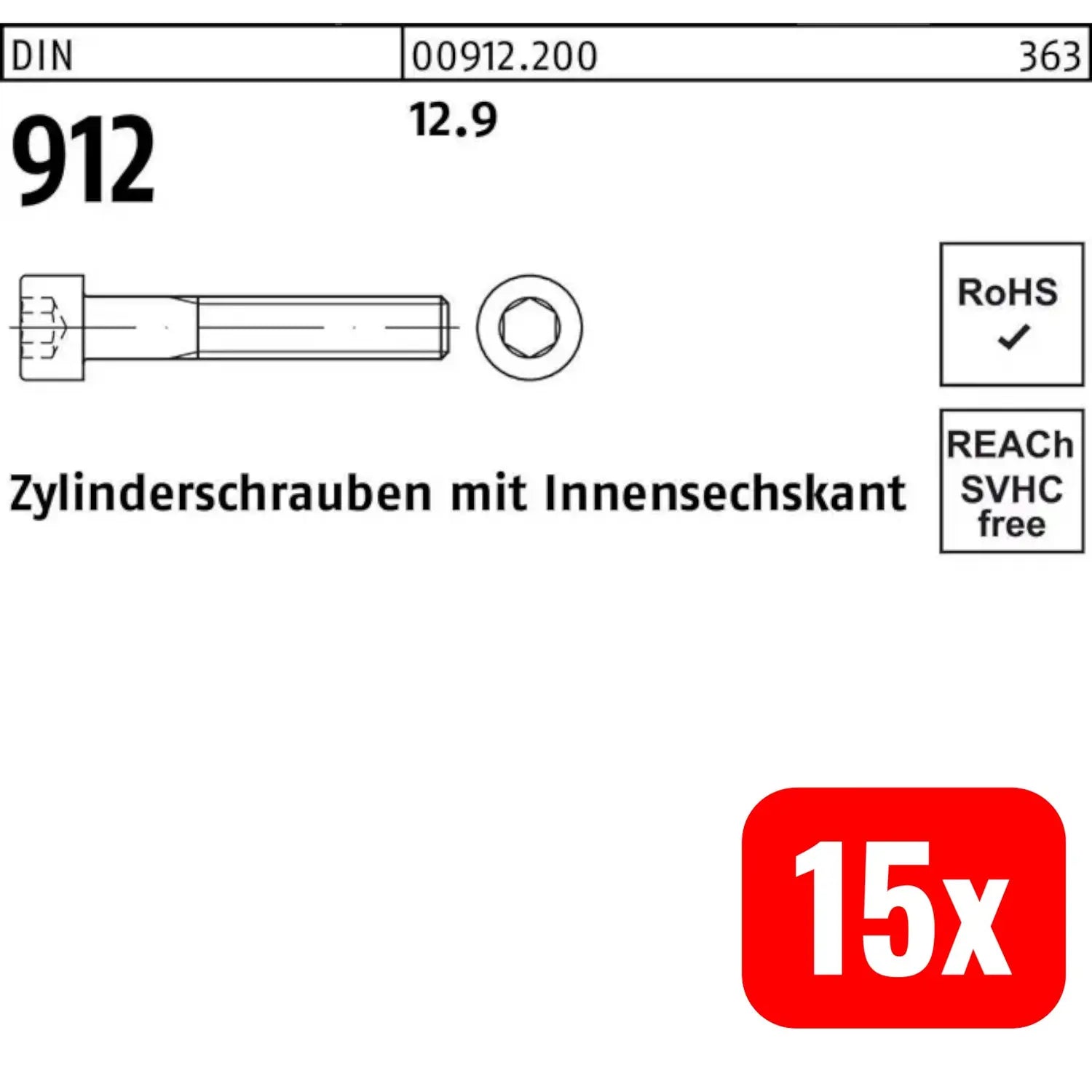 B-Ware Reyher Zylinderschrauben Schrauben Innensechskant Zylinderkopf Stahl 15 Sets