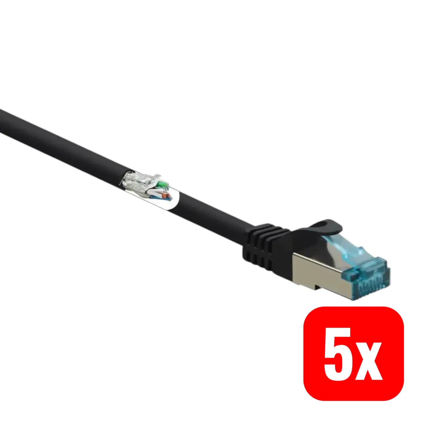 B-Ware Renkforce Patchkabel Netzwerkkabel Lan Rj45 Schwarz Cat6a Flammwidrig 2m 5 Stück