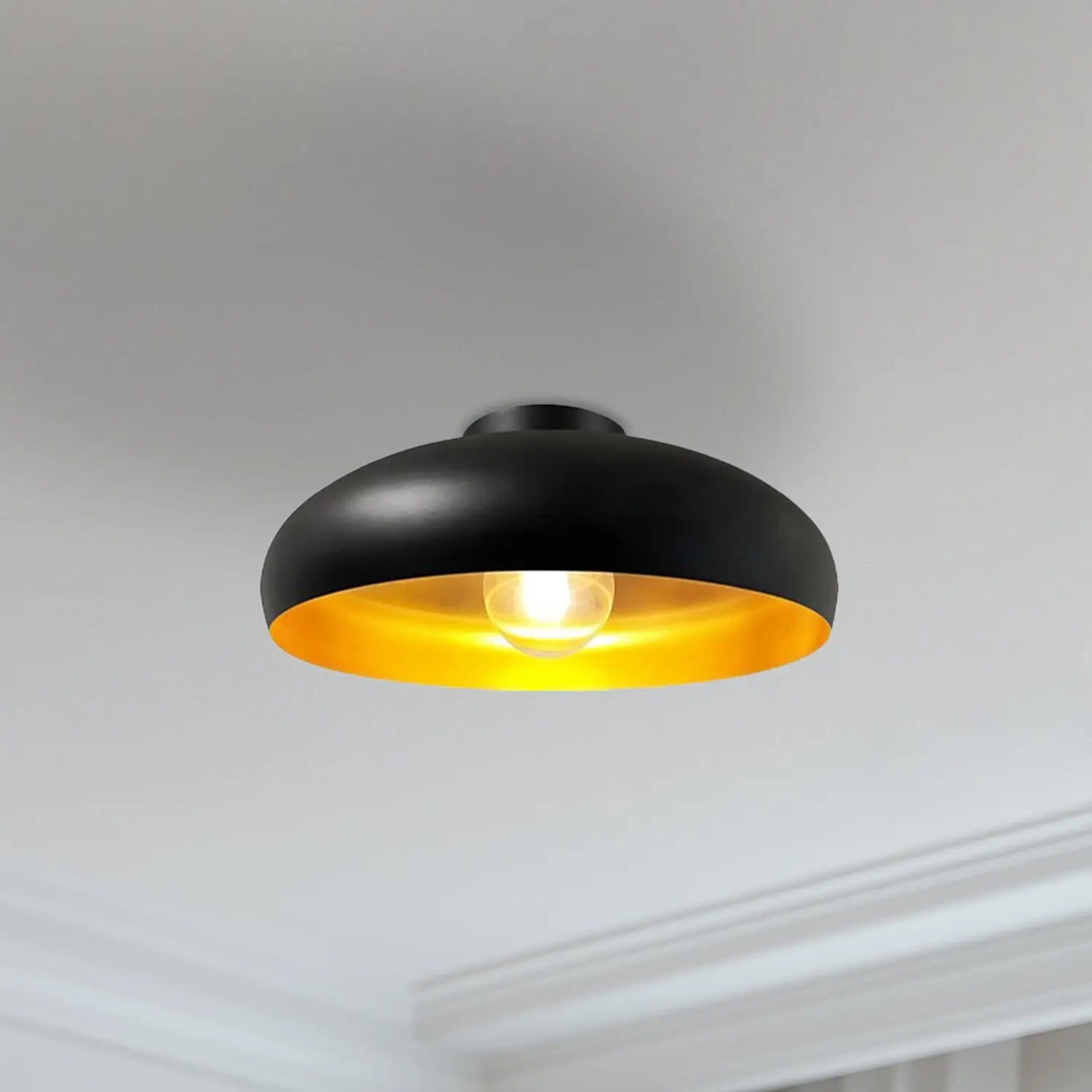 B-Ware Royaltech Deckenleuchte Lampe Olli Schwarz Gold Metall E27 Led ø40cm Deckenlampe