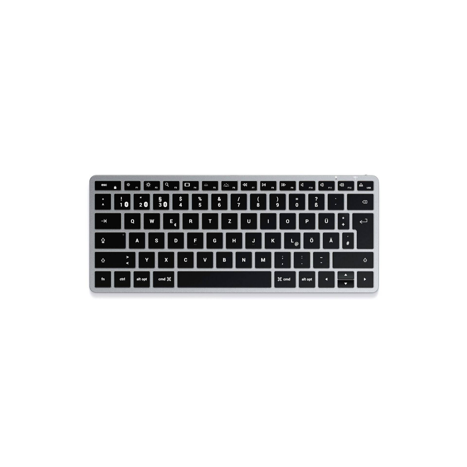 B-Ware Satechi Slim X1 Mini Bluetooth Tastatur Keyboard Multimediatasten Anthrazit Akku