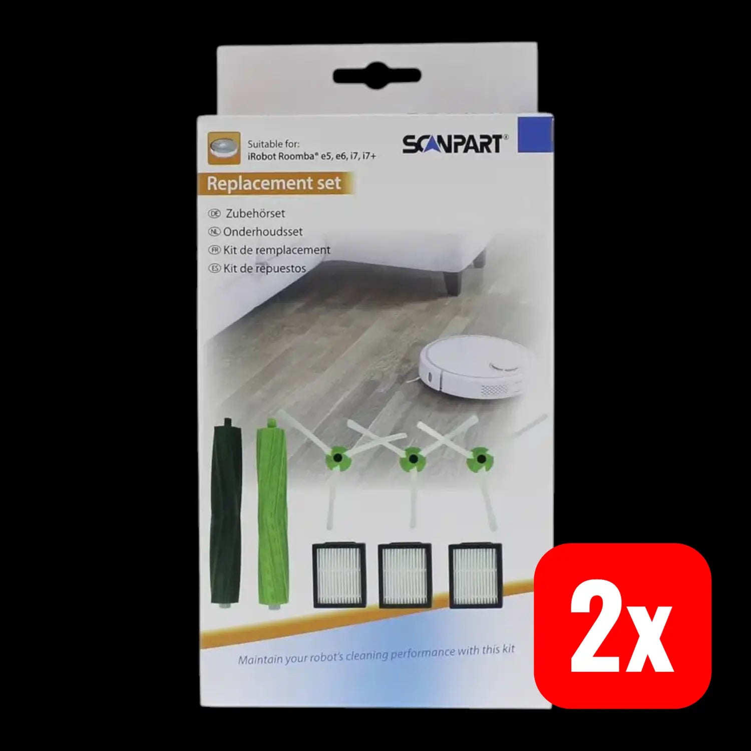 B-Ware Scan Part Staubsauger Zubehör Irobot Roomba E5 E6 Ersatz Filter Bürsten 2 Sets