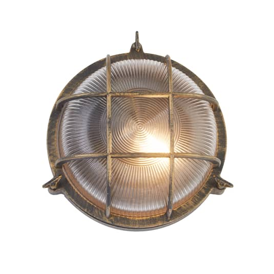 B-Ware Searchlight Schiffsarmatur Porto Wandleuchte Deko Wandleuchte Rund Schwarz Gold