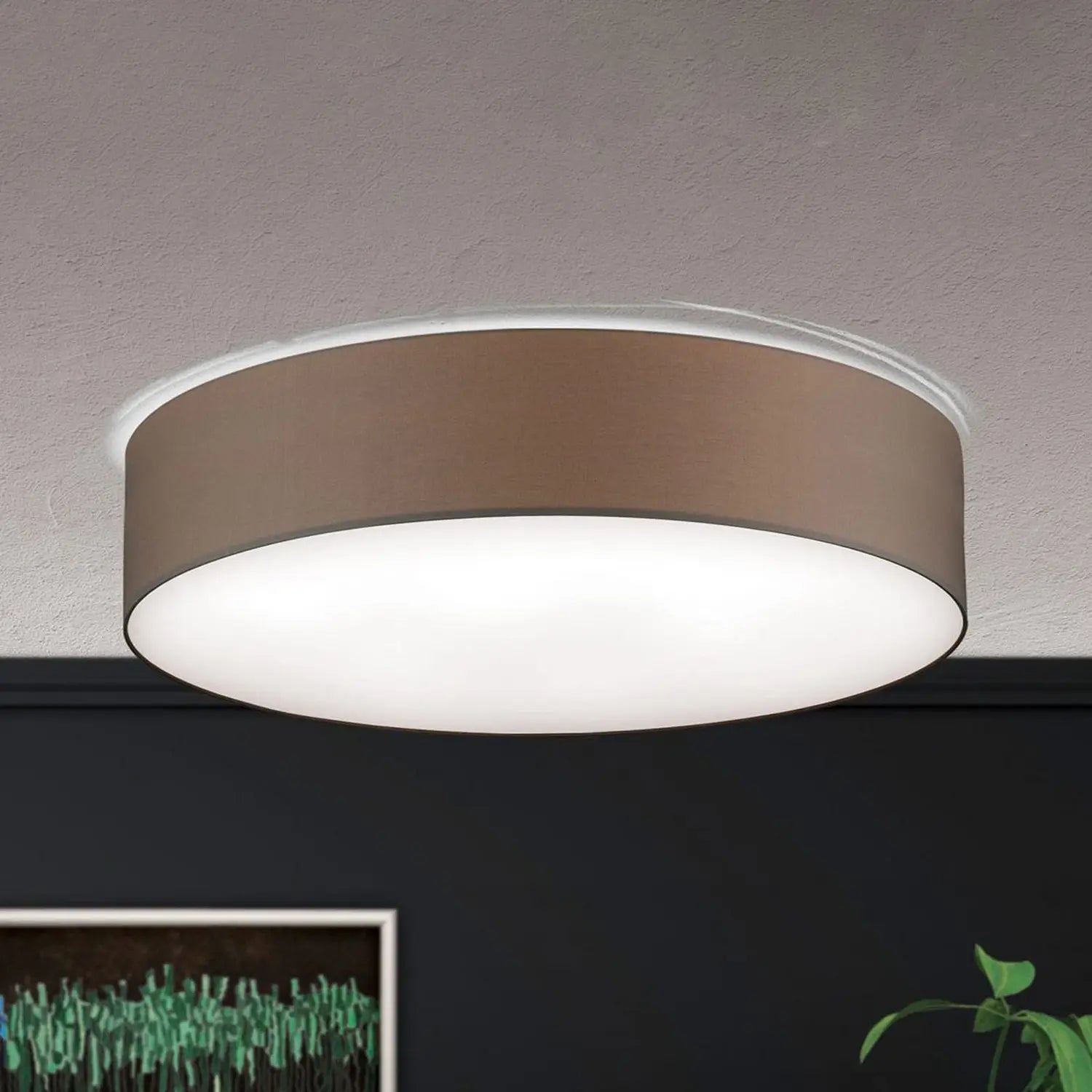 B-Ware Orion Deckenleuchte Pendelleuchte Lampe Shade Textilschirm Braun Messing 80cm