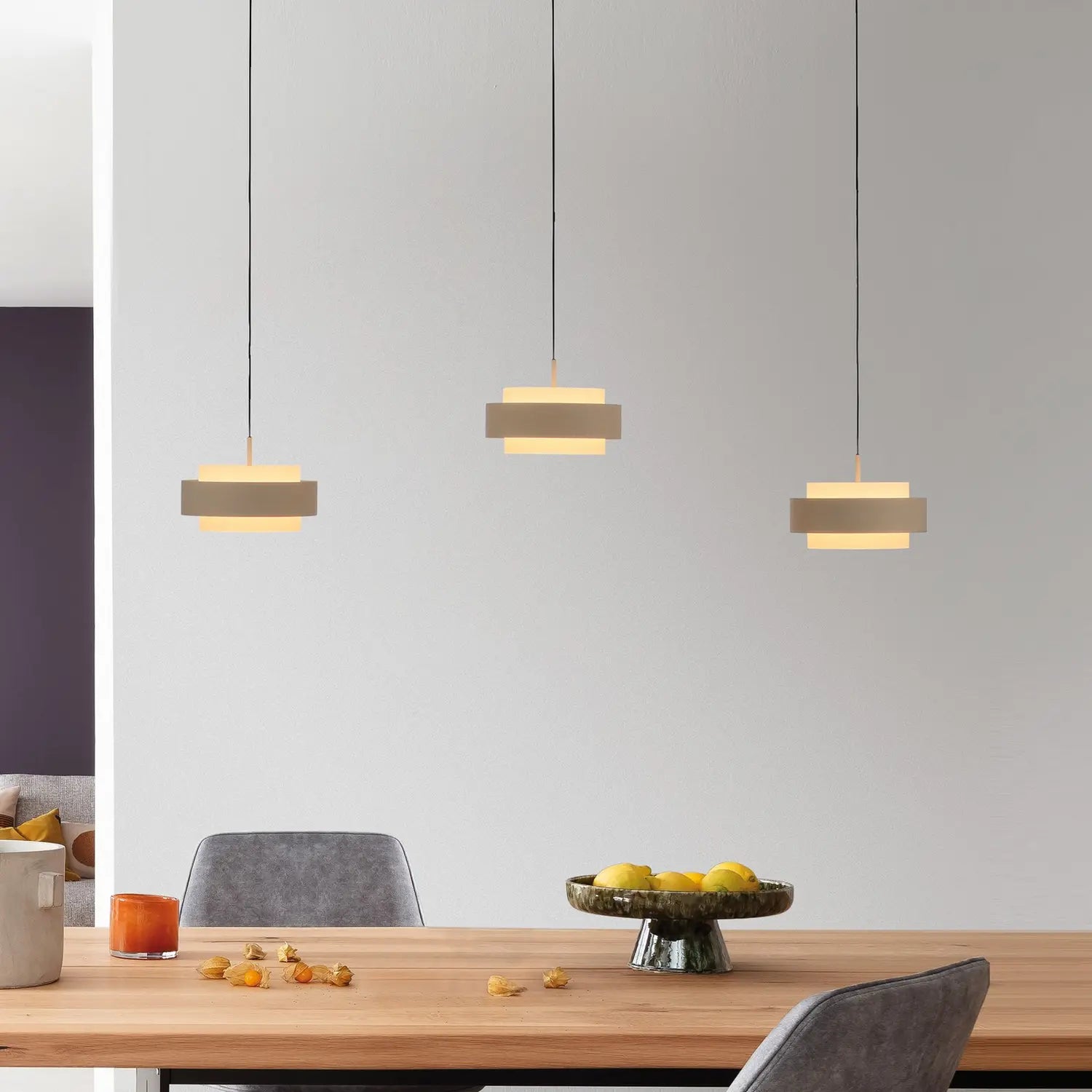 B-Ware Schöner Wohnen Hängelampe Pendelleuchte Led Lampe Elmo Beige Sandbrise Glas