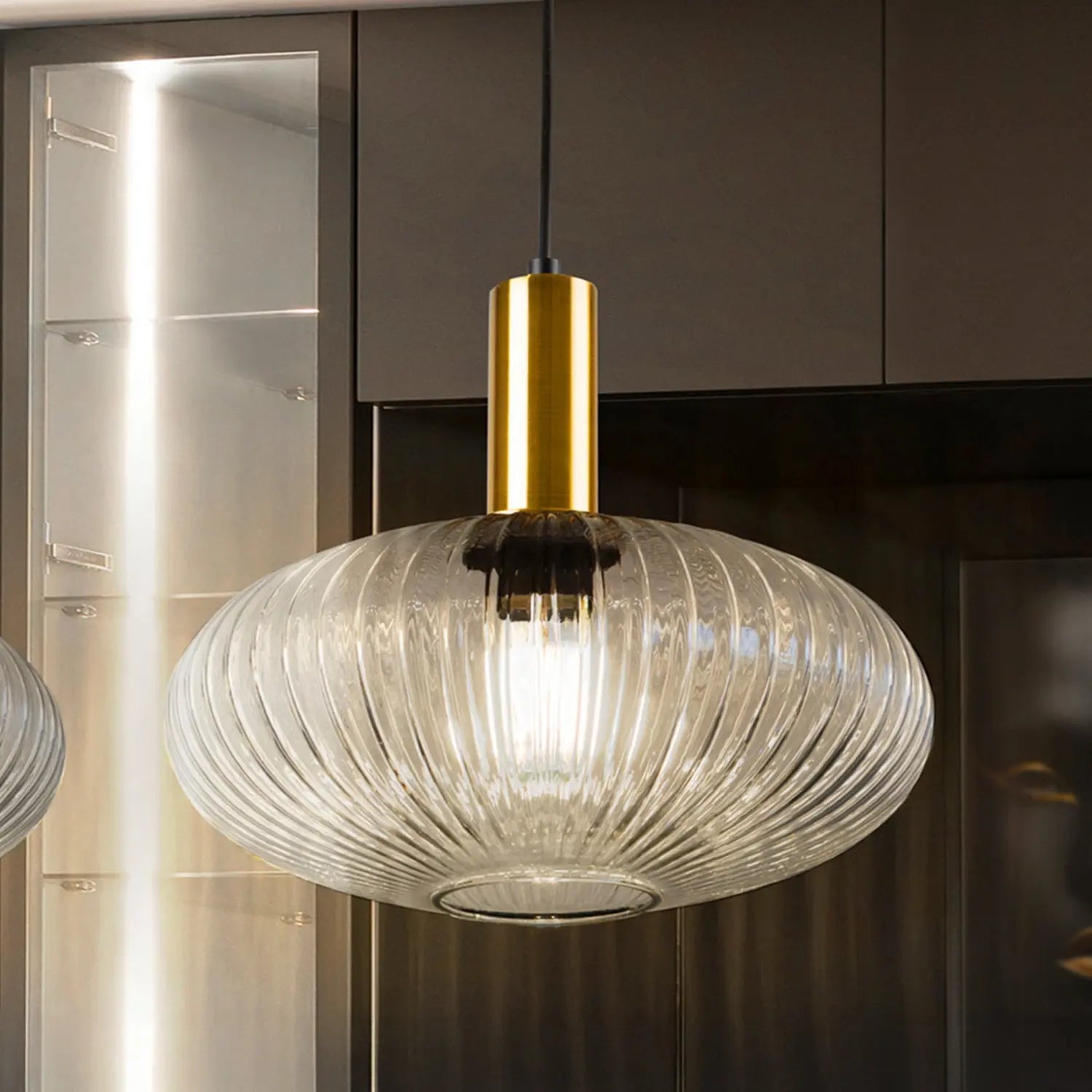 B-Ware Schuller Hängeleuchte Pendelleuchte Norma E27 Led Schwarz Transparent Glas ø30cm