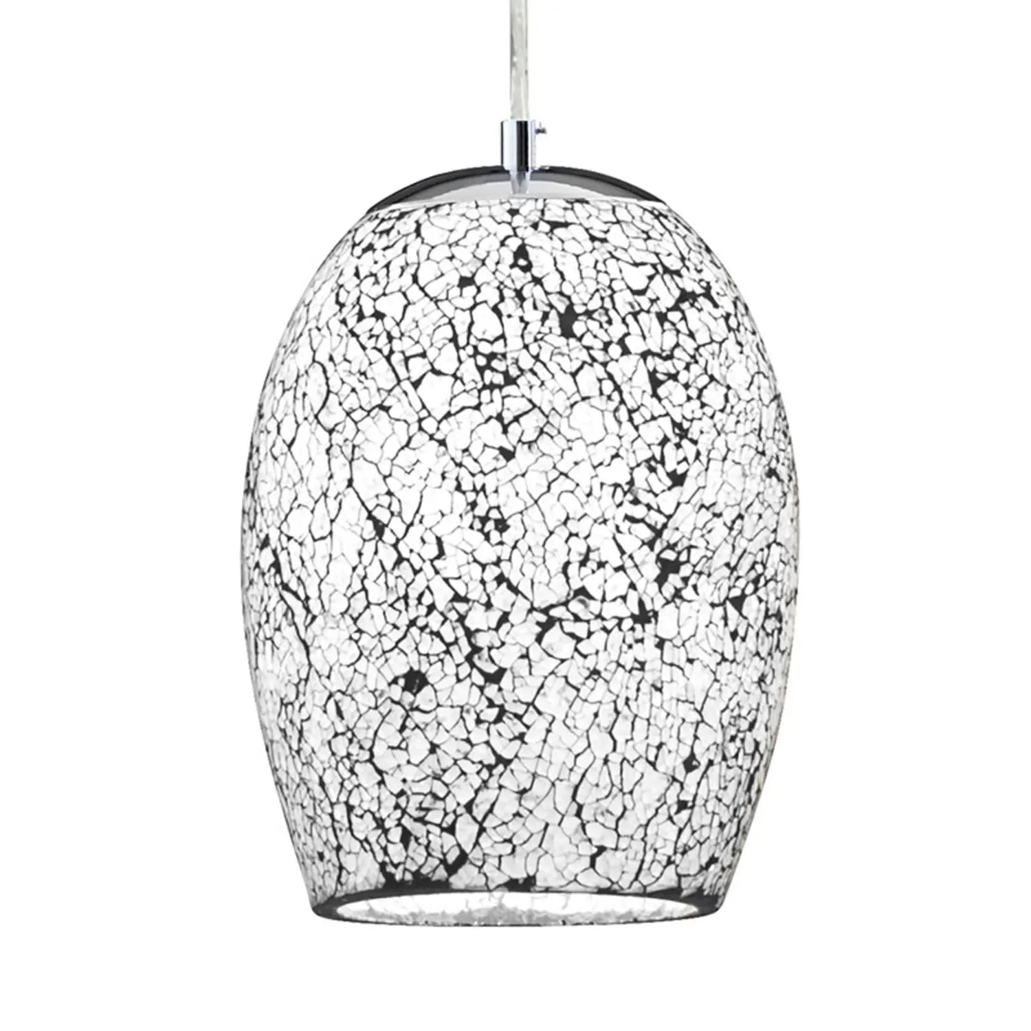 B-Ware Searchlight Hängeleuchte Pendelleuchte Crackle Glas Chrom Weiß Mosaik