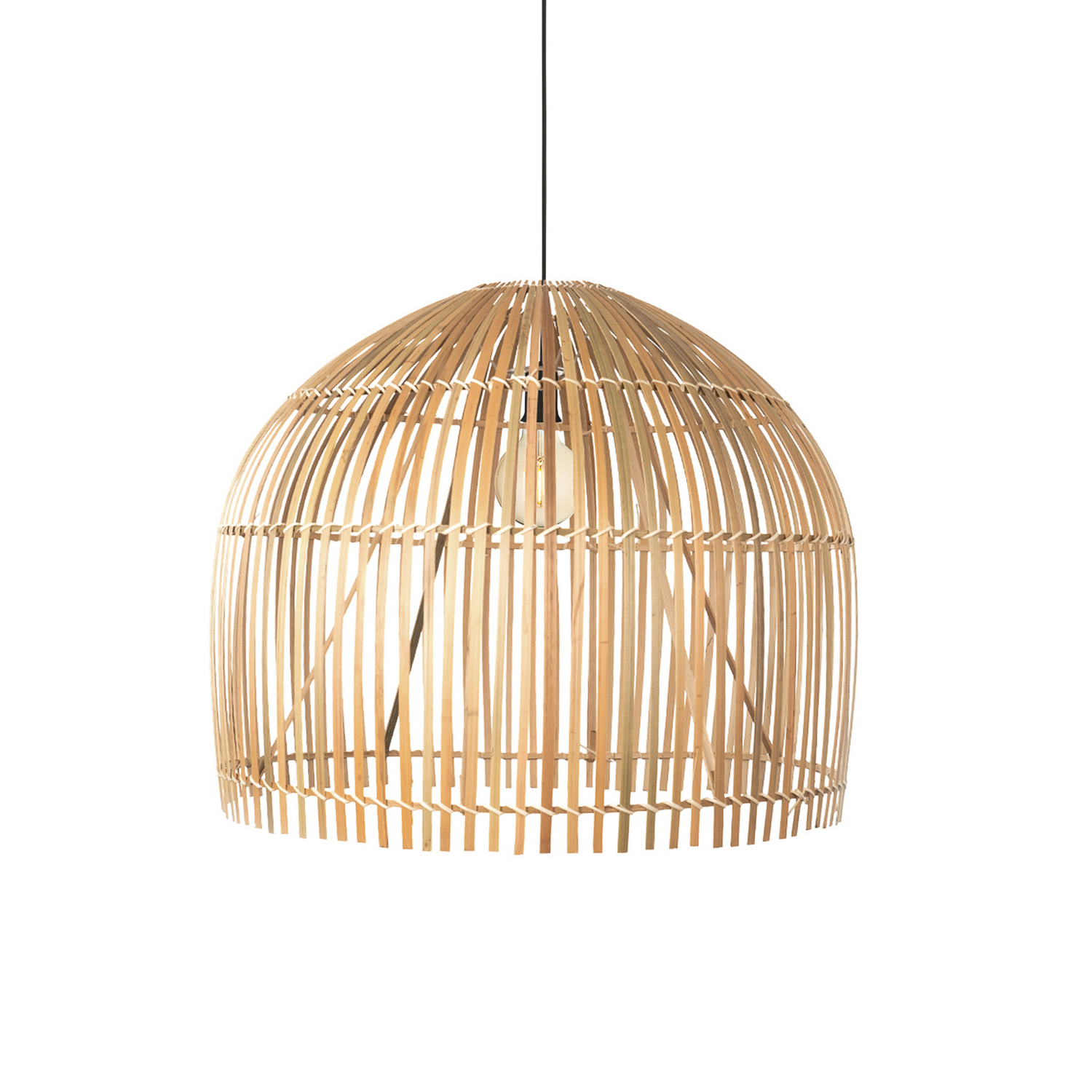 B-Ware Searchlight Hängeleuchte Pendellampe Bali Bambusleuchte Holz Hell E27 ø 60 Cm