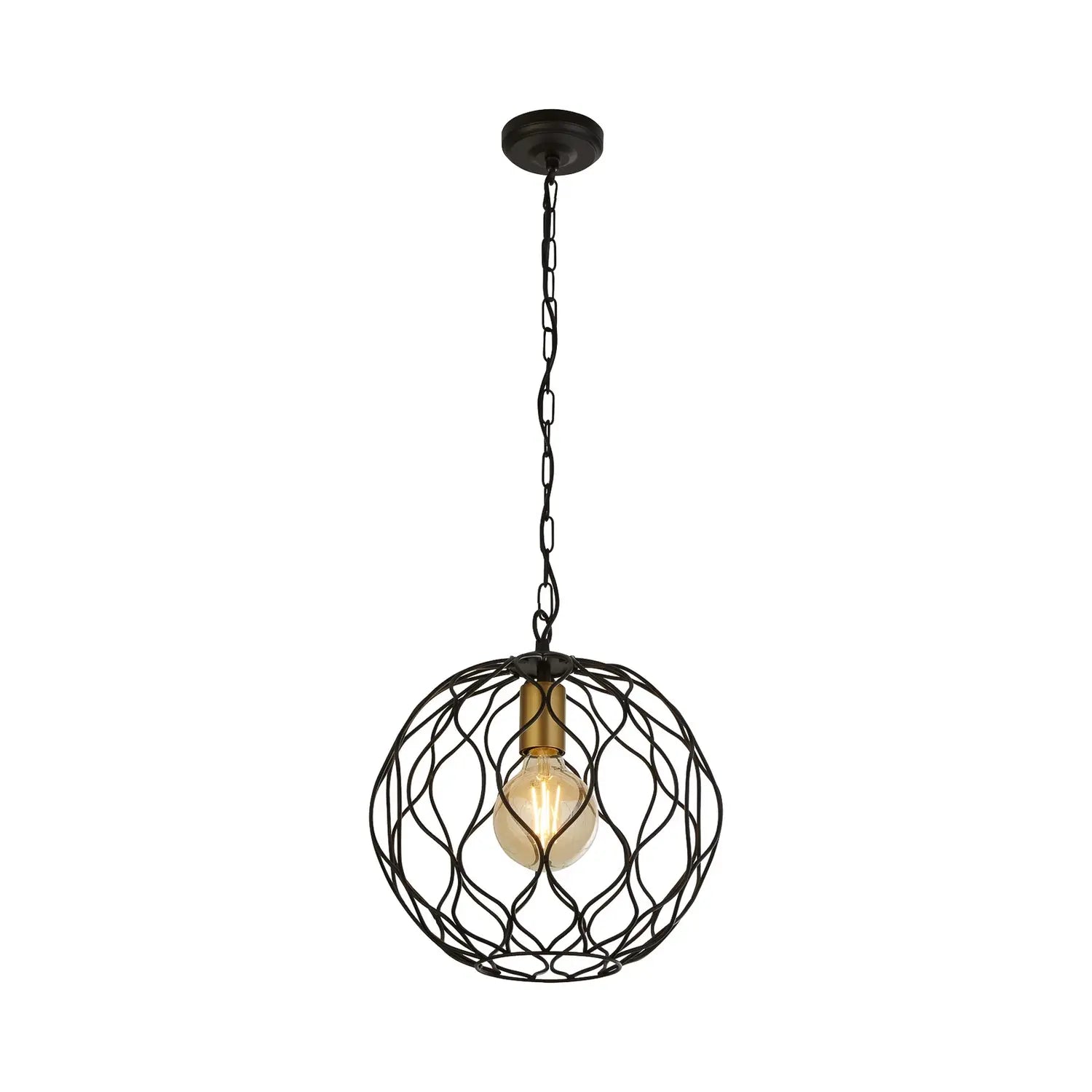 B-Ware Searchlight Hängeleuchte Pendelleuchte Lampe Finesse Schwarz Gold ø31,5 Cm E27