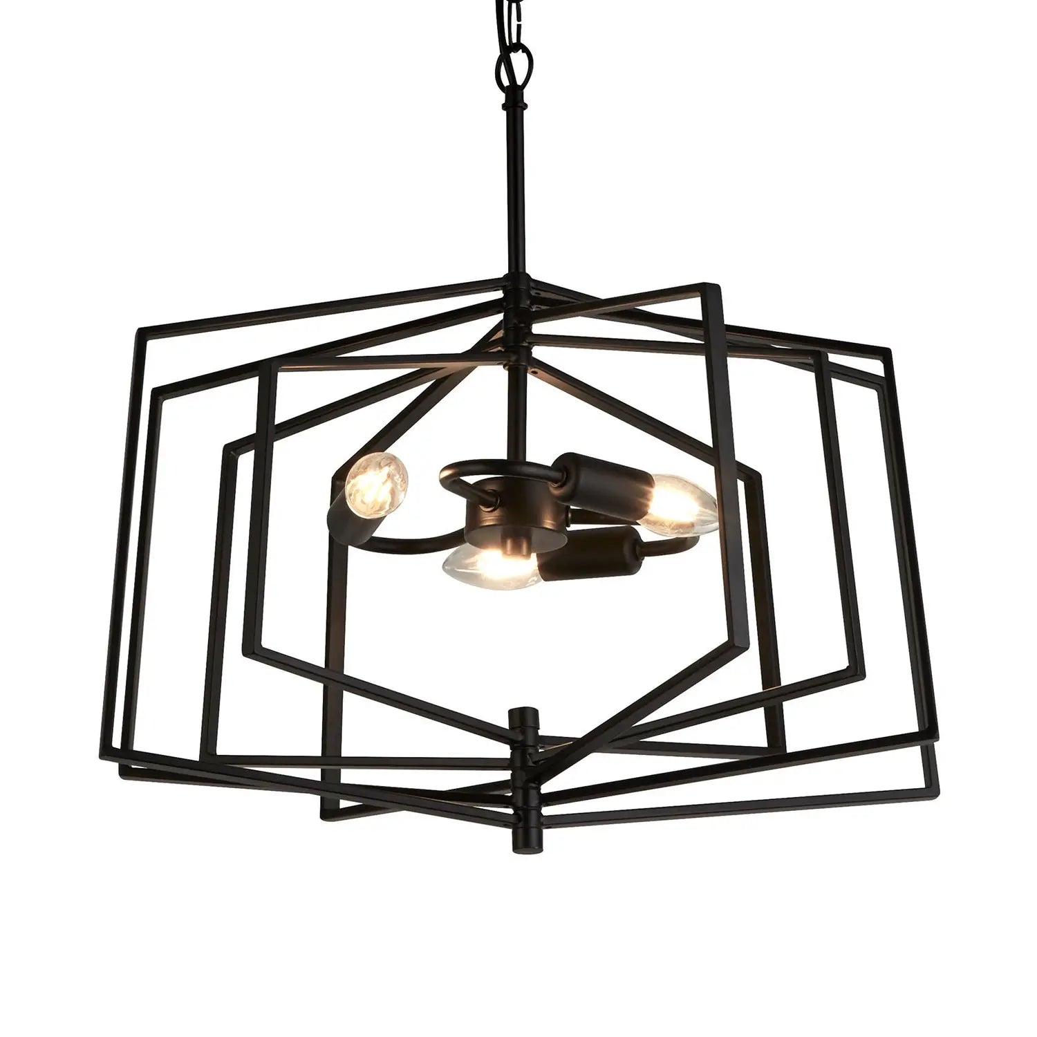 B-Ware Searchlight Hängeleuchte Pendelleuchte Slinky Metall Schwarz Dreiflammig 50 Cm
