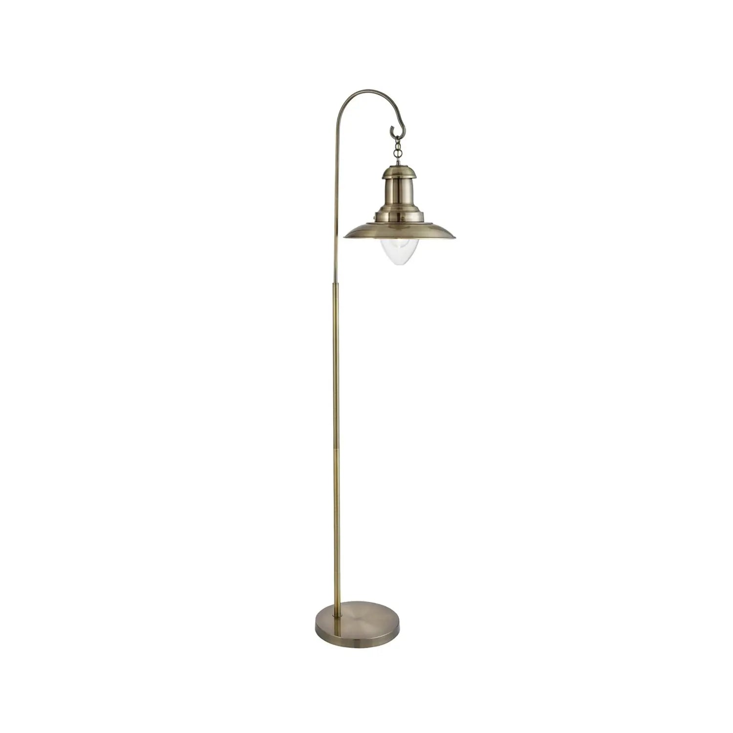 B-Ware Searchlight Stehlampe Stehleuchte Fisherman Metall Altmessingfarben E27 161 Cm