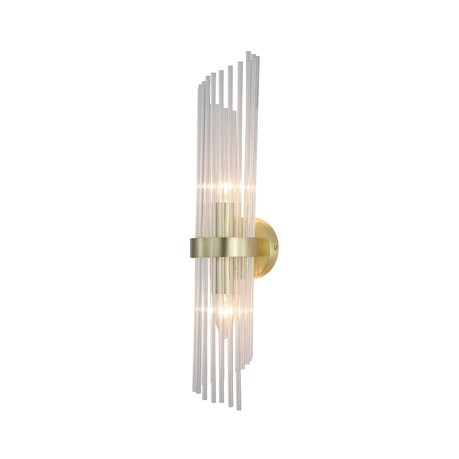 B-Ware Searchlight Wandlampe Wandleuchte Lara Glas Metall Gold Dimmbar 56 Cm E14 Led