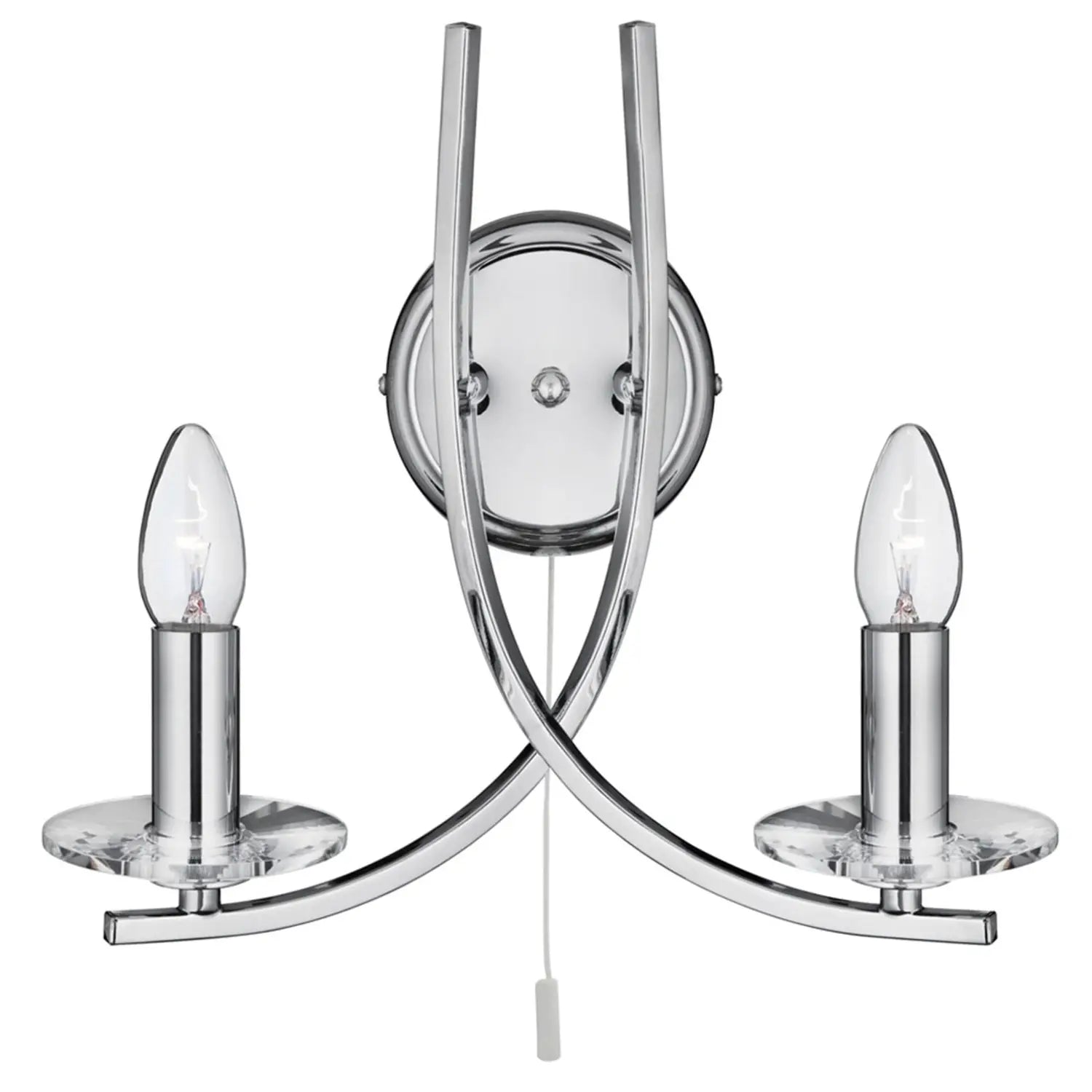 B-Ware Searchlight Wandleuchte Wandlampe Ascona 2 Flammig Chrom Glas Schalter E14 Led
