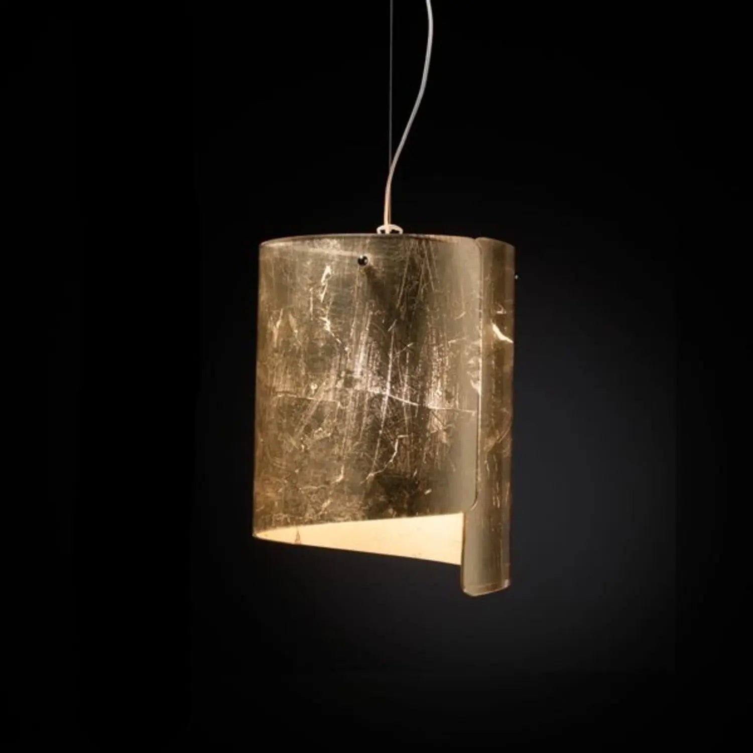 B-Ware Selène Hängeleuchte Pendelleuchte Papiro Glas Lampe Gold Glasschirm Wohnzimmer