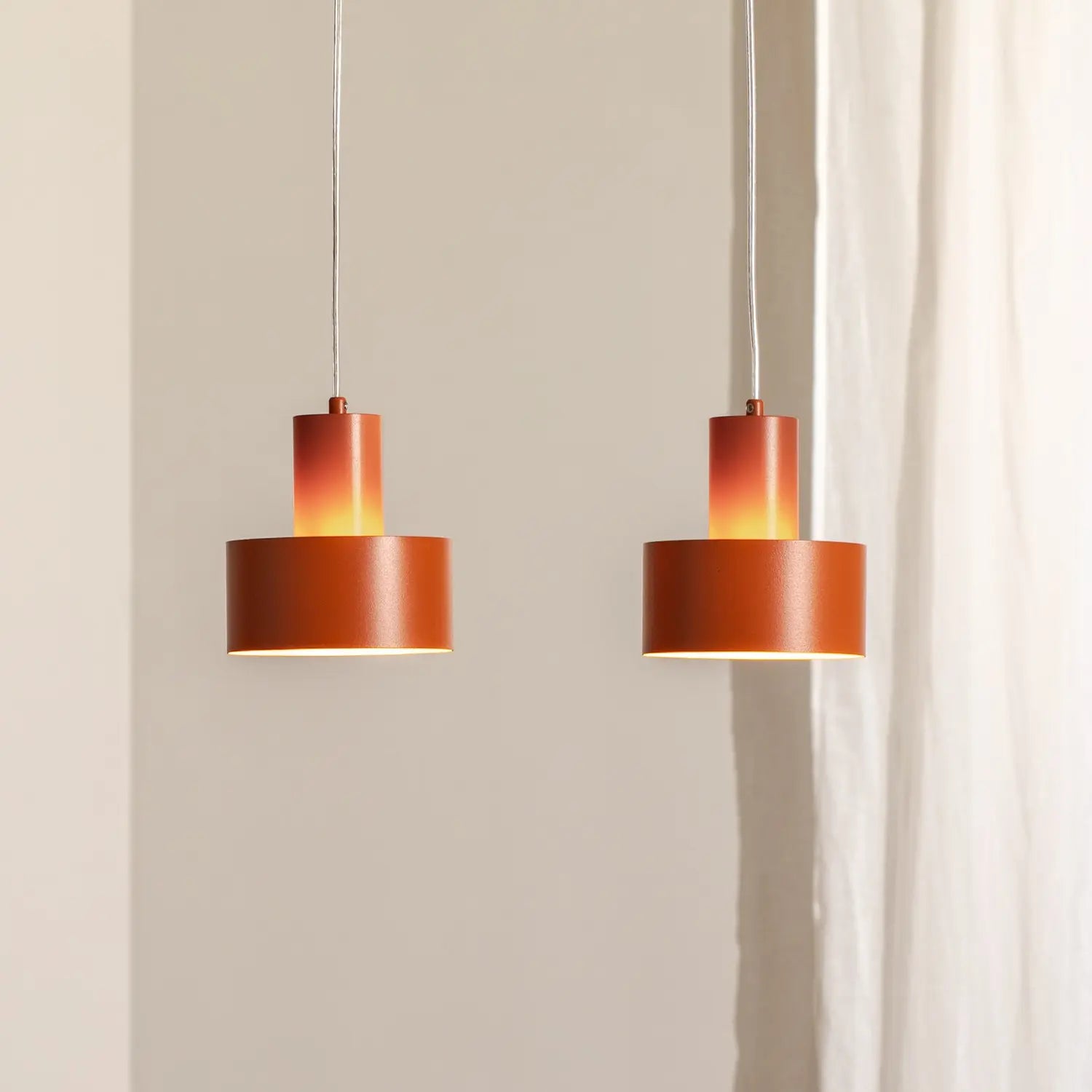 B-Ware Sigma Hängeleuchte Pendelleuchte Rif 2 Ziegelrot Linear Stahl 2 Flammig