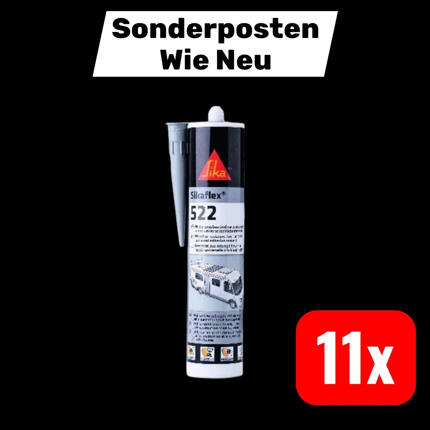 B-Ware Sika Kleb U Dichtstoff Sikaflex 522 Dichtmasse Stahlgrau 300ml Sikaflex 11 Stück