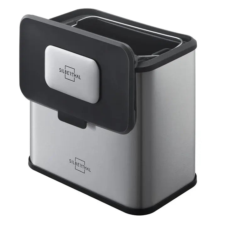 B-Ware Silberthal Biomülleimer Abfalleimer Edelstahl Aktivkohlefilter 4 L Kunststoff