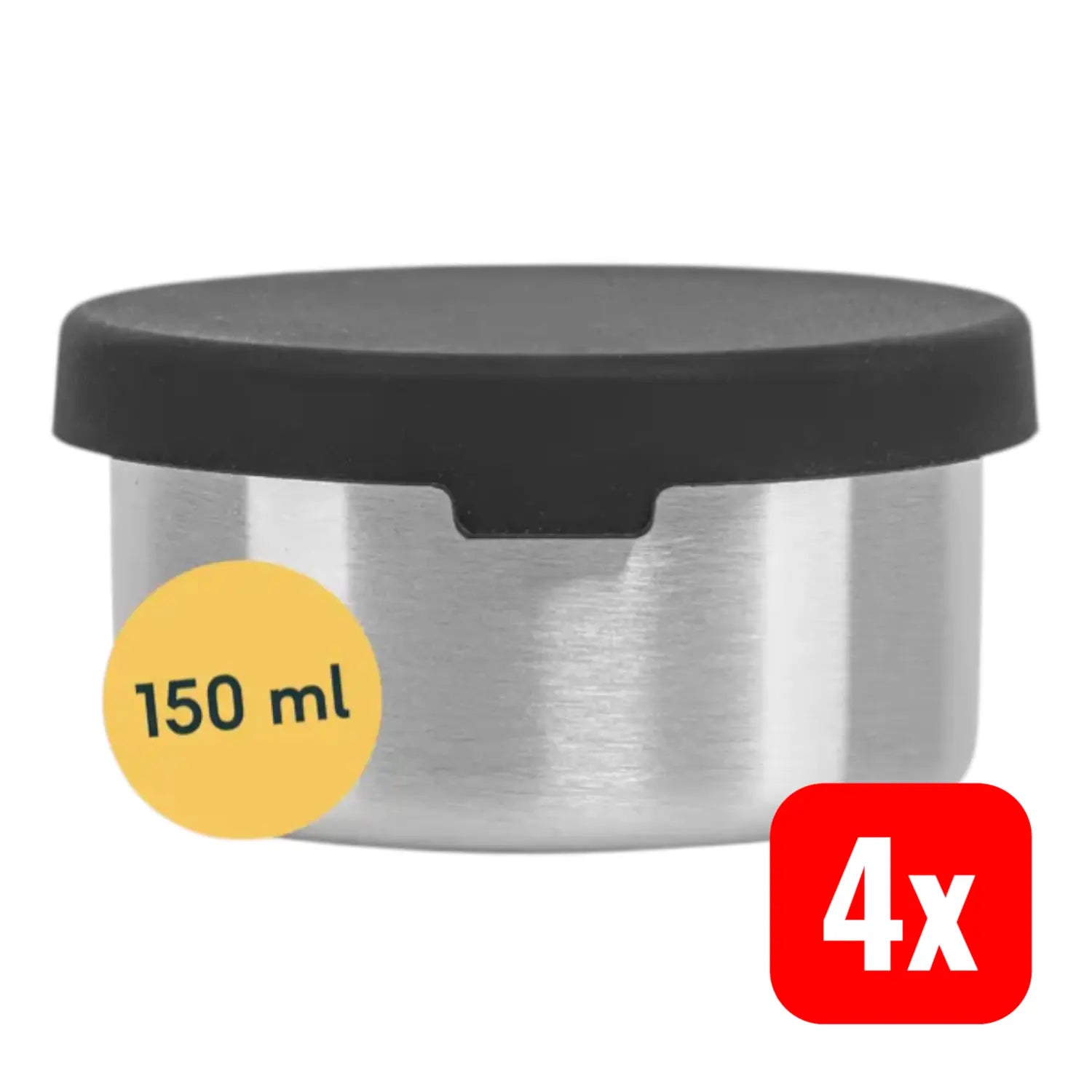 B-Ware Silberthal Dose Behälter Snackbox Minidose Silikondeckel Edelstahl 150ml 4 Stück