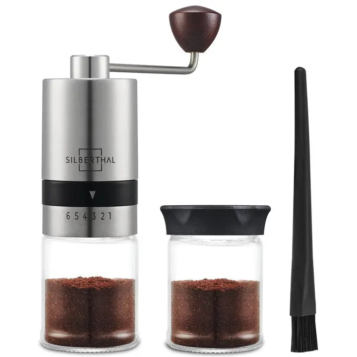 B-Ware Silberthal Kaffeemühle Handmühle Kaffeebereiter Edelstahl Glas Kegelmahlwerk742