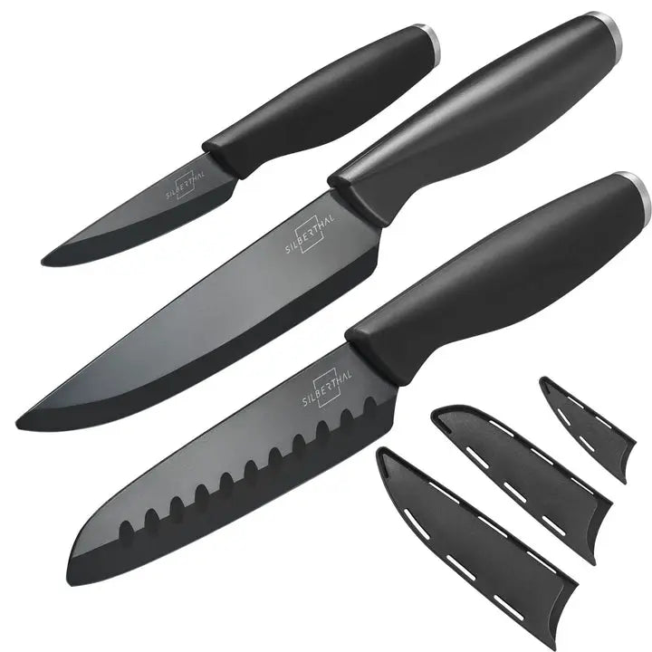 B-Ware Silberthal Keramikmesser Set Küchenmesser Messerset Zirkoniakeramik Schwarz