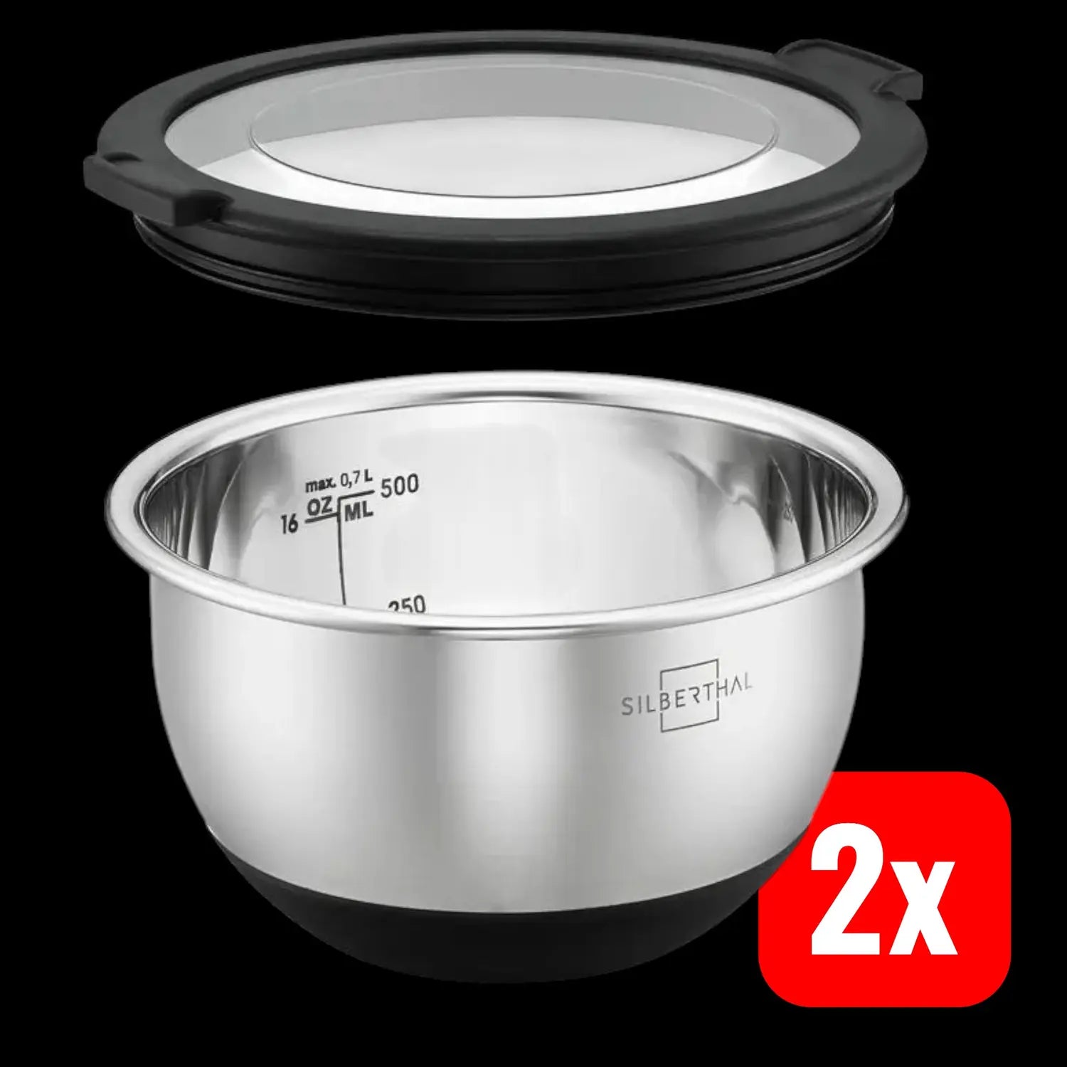 B-Ware Silberthal Salatschüssel Schüssel Edelstahl Küche Deckel 12cm 2 Stück