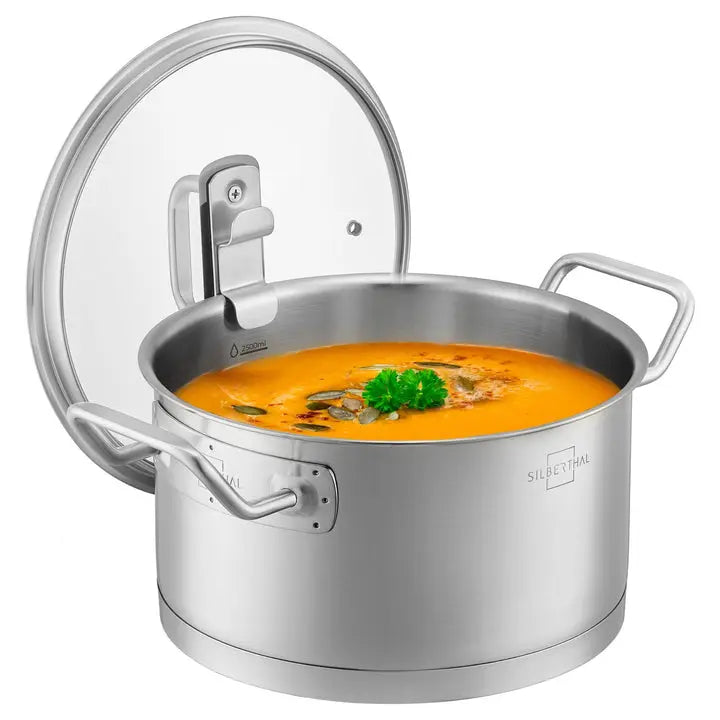 B-Ware Silberthal Topf Kochtopf Gemüsetopf Edelstahl Glasdeckel 20cm 3.5 L Induktion