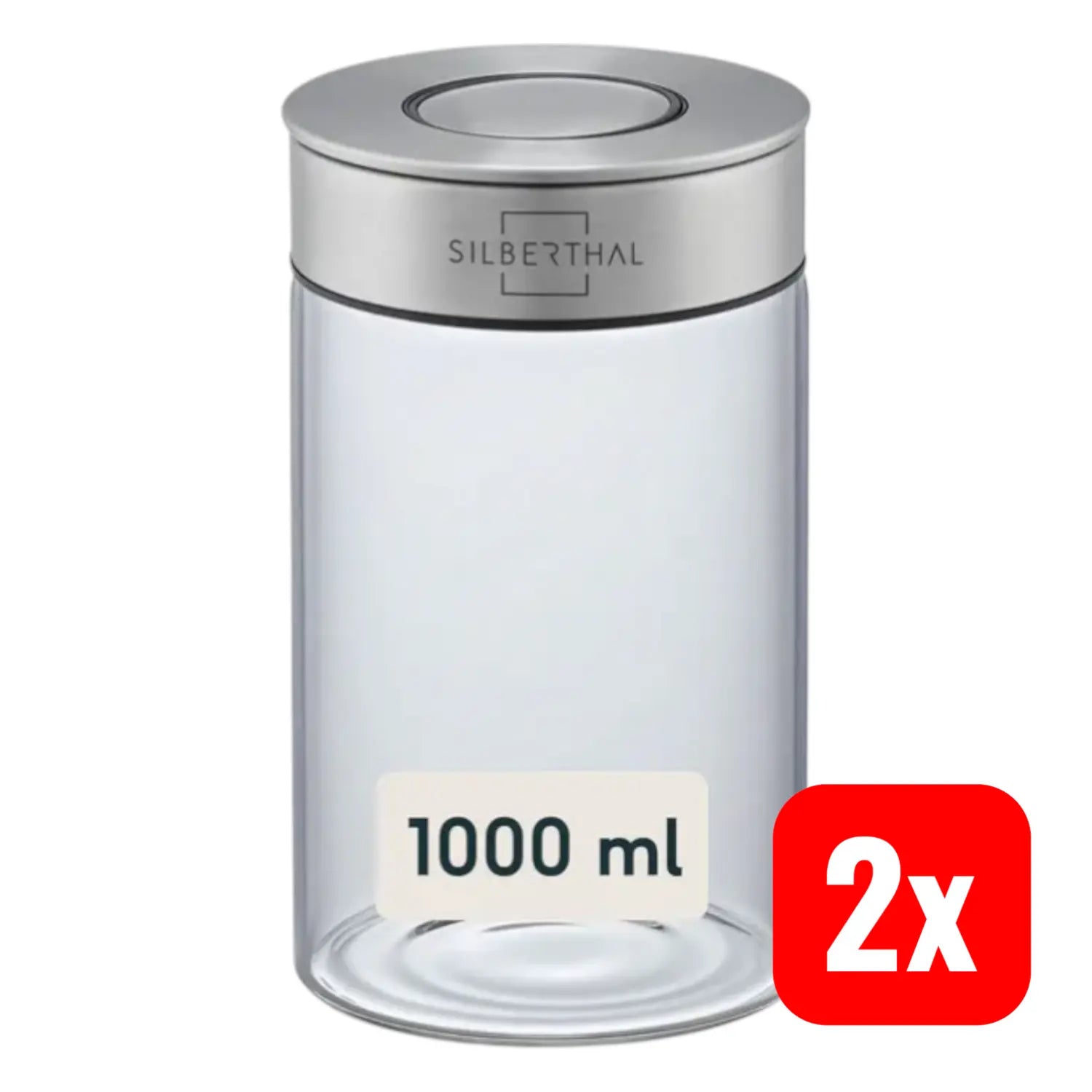 B-Ware Silberthal Vorratsglas Vorratsbehälter Glasbehälter Transparent 1000ml 2 Stück
