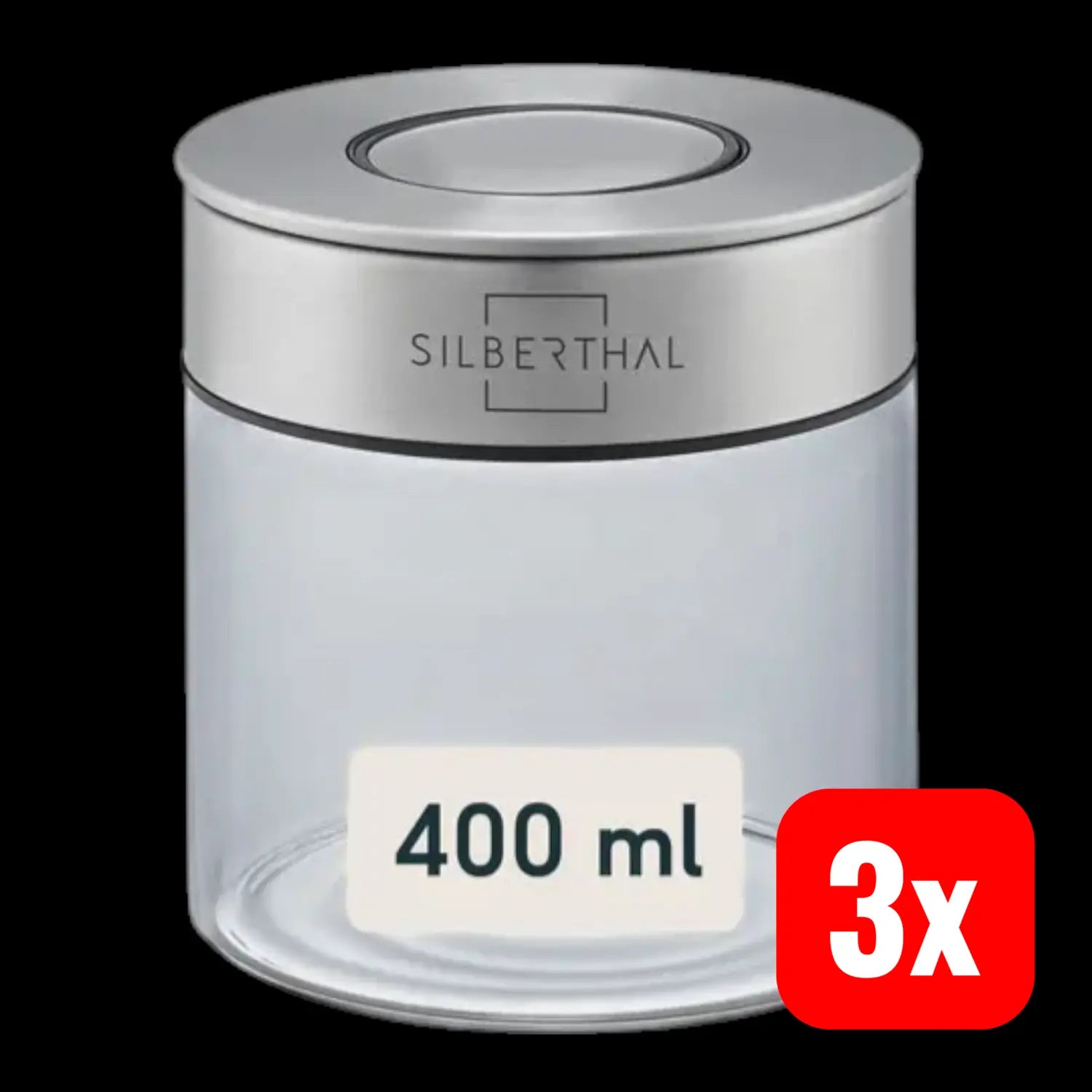B-Ware Silberthal Vorratsglas Aufbewahrung Glasbehälter Borosilikatglas 400ml 3 Stück