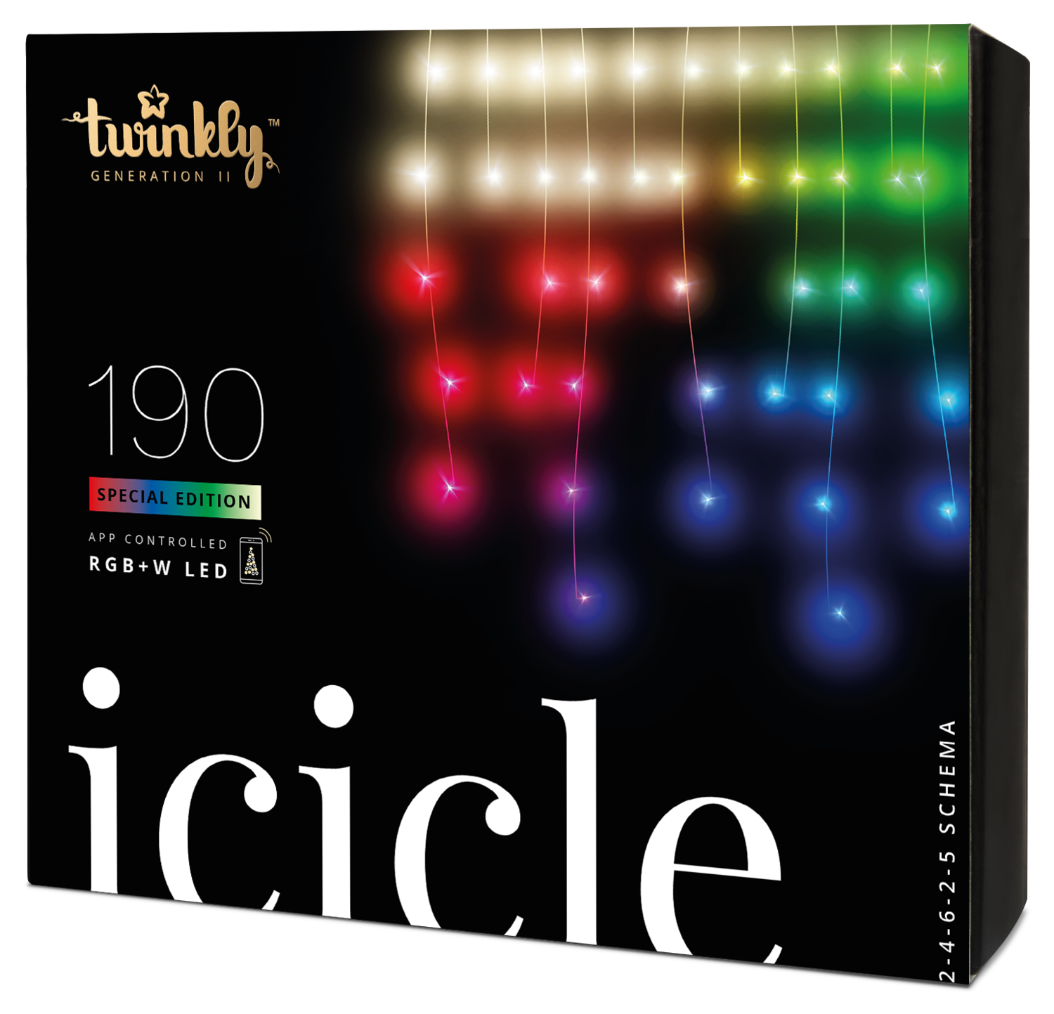 B-Ware Twinkly Icicle Lichtervorhang Lichterkette 190 Led Multicolor Weiß Outdoor 5m