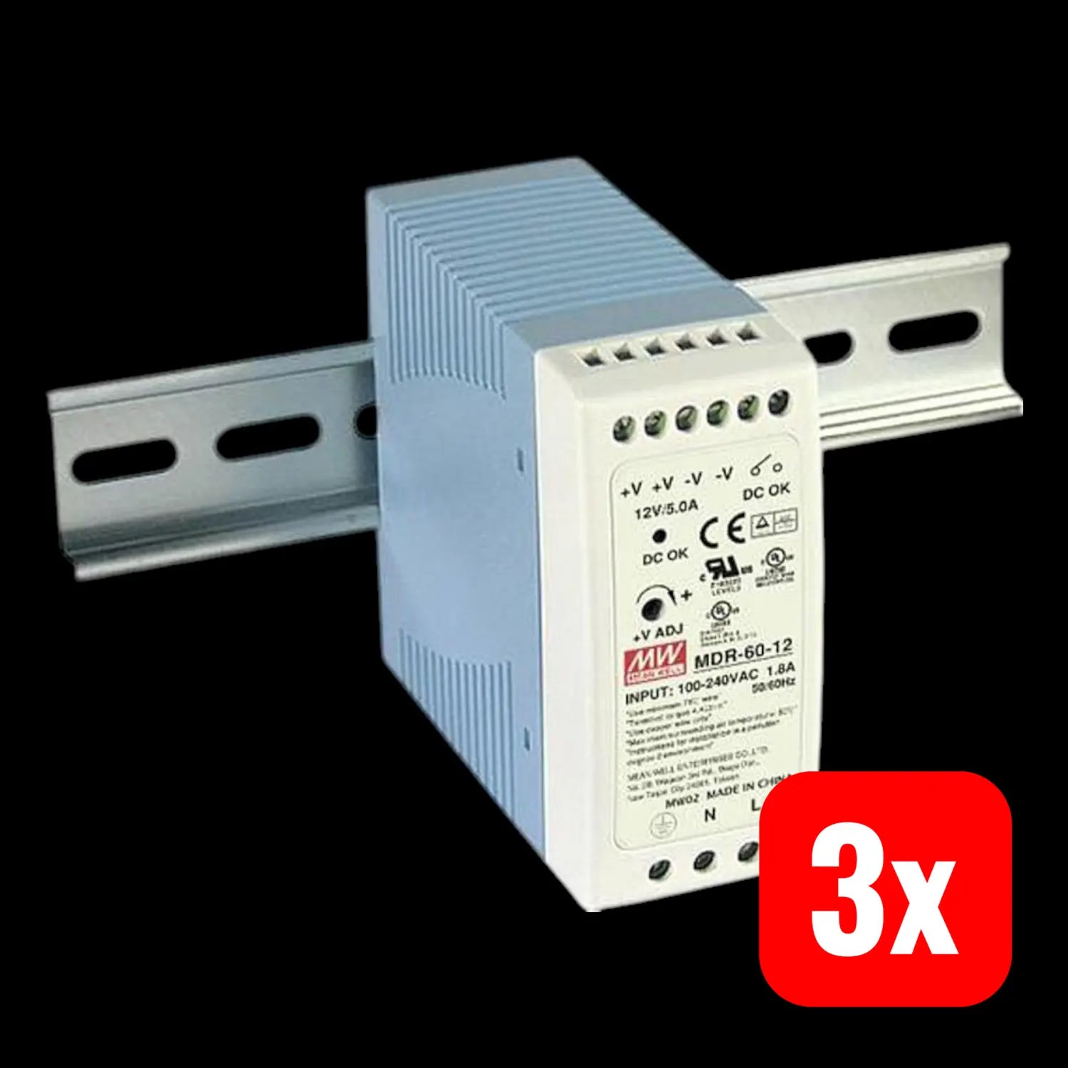 B-Ware Mean Well Mdr 60 24 Hutschienen Netzteil Din Rail 24 V/Dc 2.5 A 60 W 3 Stück