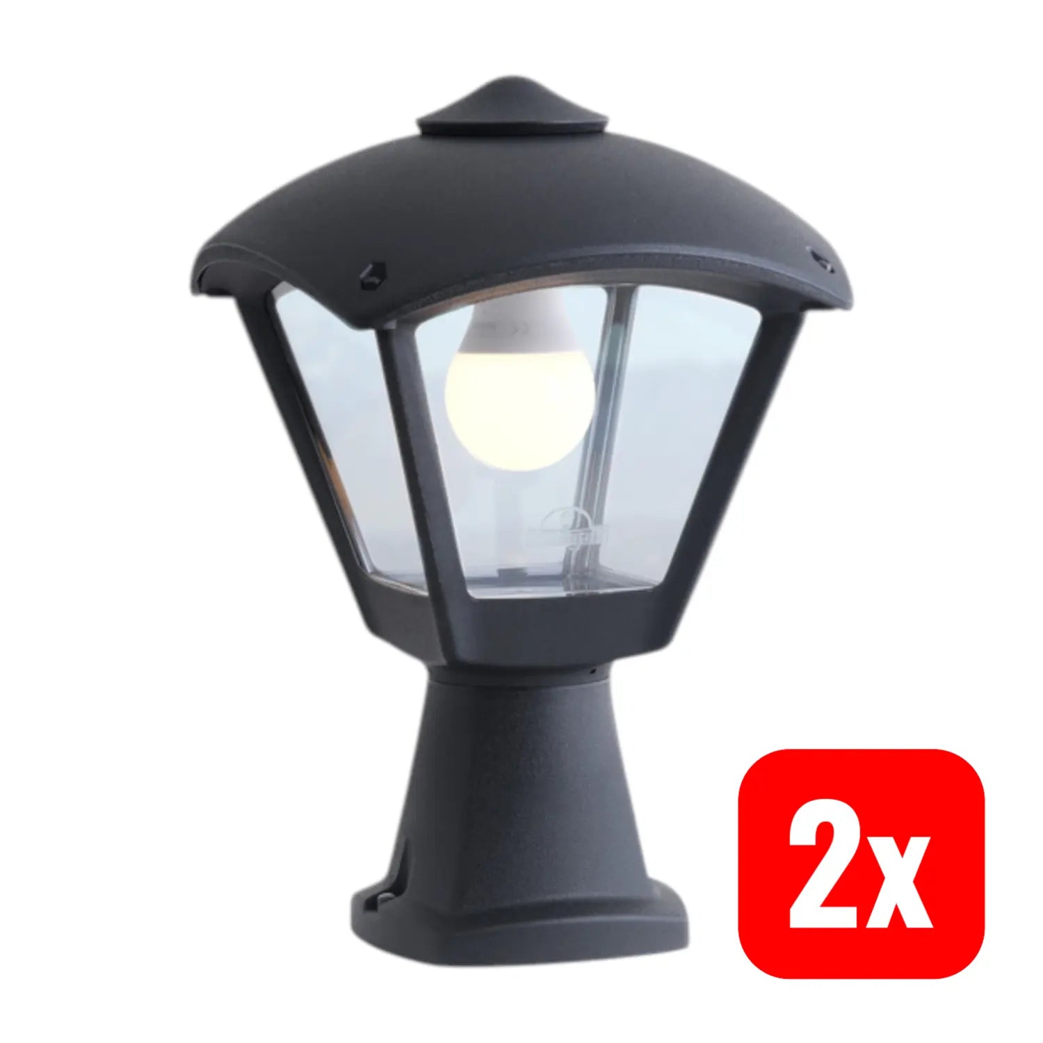 B-Ware Mididisma Sockelleuchte Gartenlampe Dario Schwarz Klar Außenlampe 2 Stück