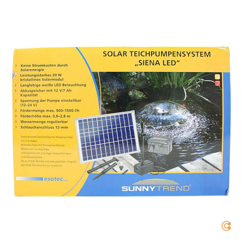 B-Ware Esotec Solar Led Teichpumpe Pumpenset Gartenpumpe Akkuspeicher 1500 L/H