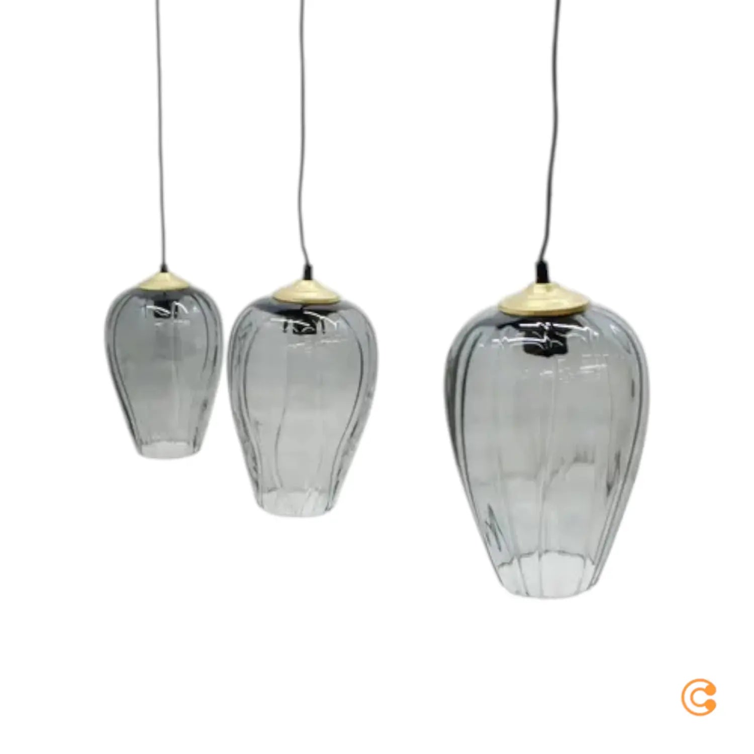 B-Ware Solbika Lighting Pendelleuchte Linkeus Ii, Glasgrau, 3 Lichtquellen