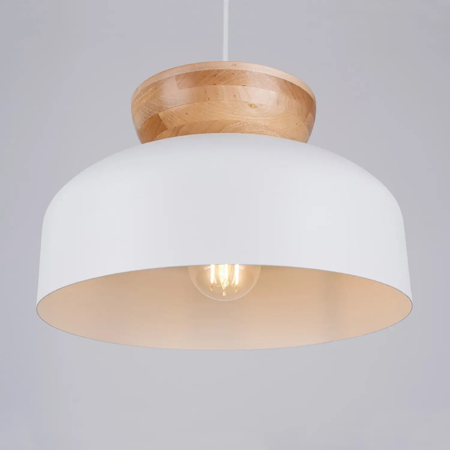 B-Ware Sollux Lighting Hängeleuchte Pendelleuchte Marion Weiß Holz Stahl Leuchte Lampe