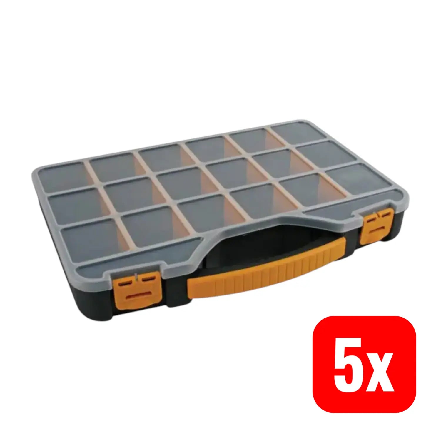 B-Ware Velleman Sortimentskasten Omr13 Aufbewahrungsbox 18 Fächer Transparent 5 Stück
