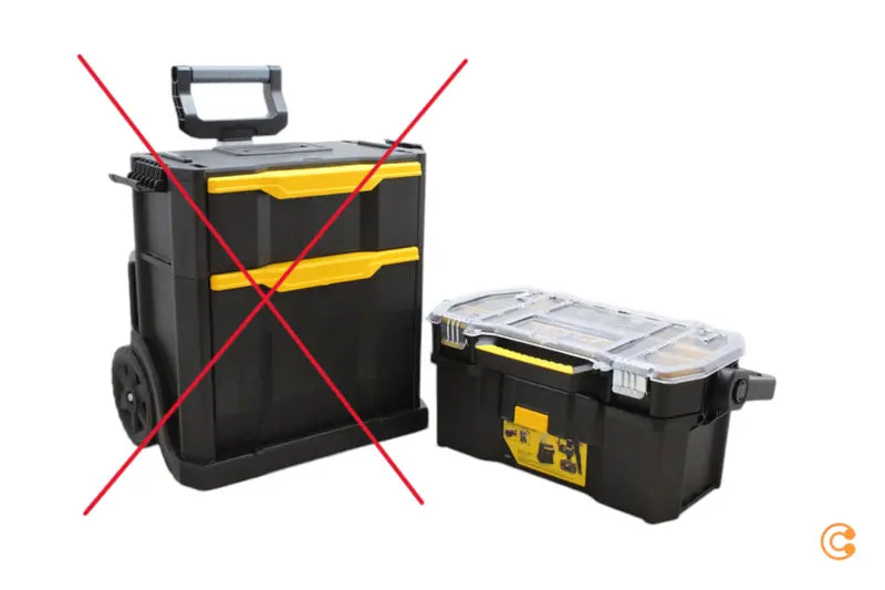 B-Ware Stanley Rollende Werkstatt 2in1 Lösung Werkzeugbox Teleskopgriff Siehe Text/Foto