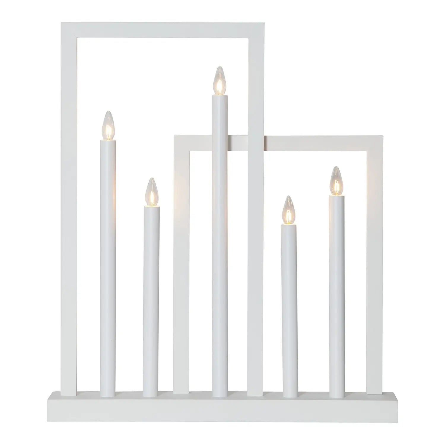 B-Ware Star Trading Fensterleuchter Leuchter Kerzenhalter Holz Weiß Frame 5 Flammig
