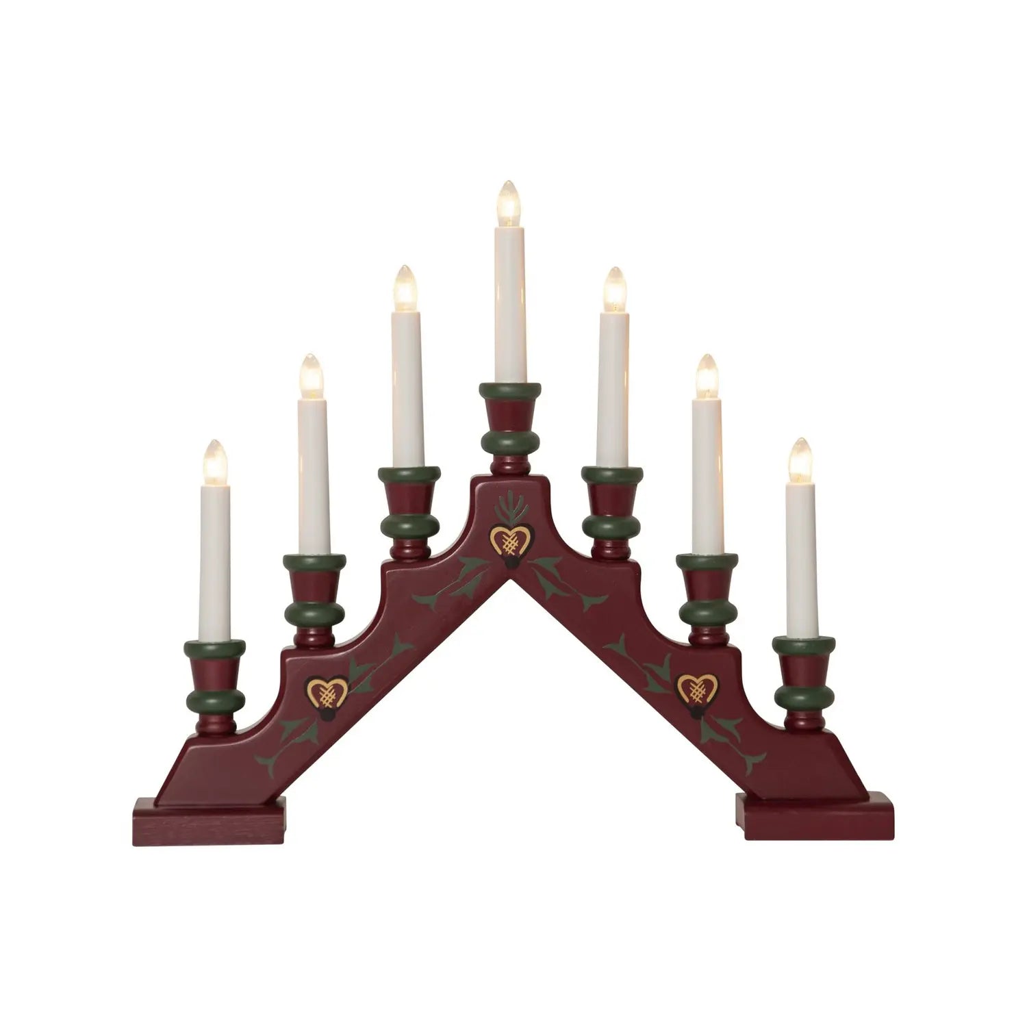B-Ware Star Trading Lichterbogen Leuchter Sara Rot Holz 43 Cm 7 Flammig E10 Fensterdeko