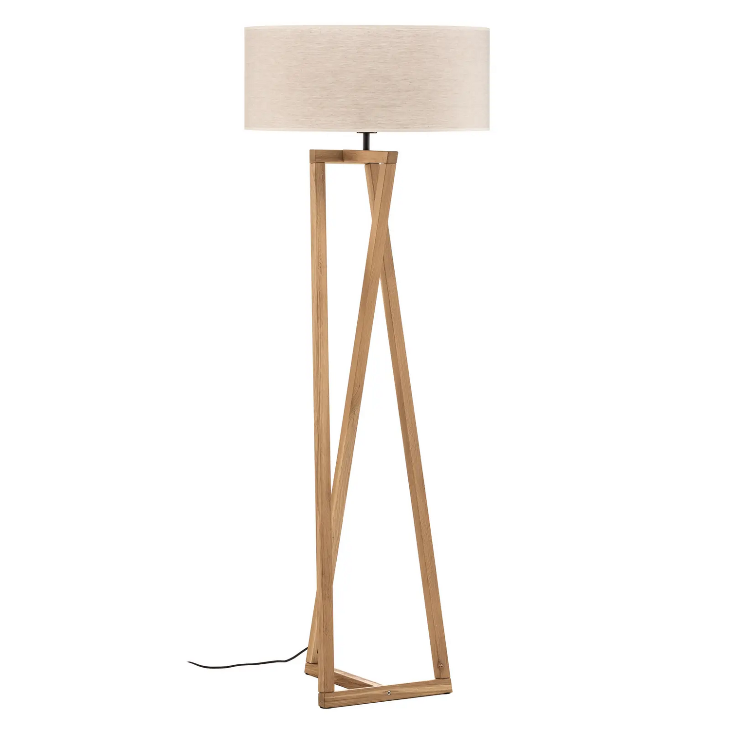 B-Ware Euluna Stehlampe Canvas Stehlampe Standleuchte Eichenholz Beige Siehe Text/Foto