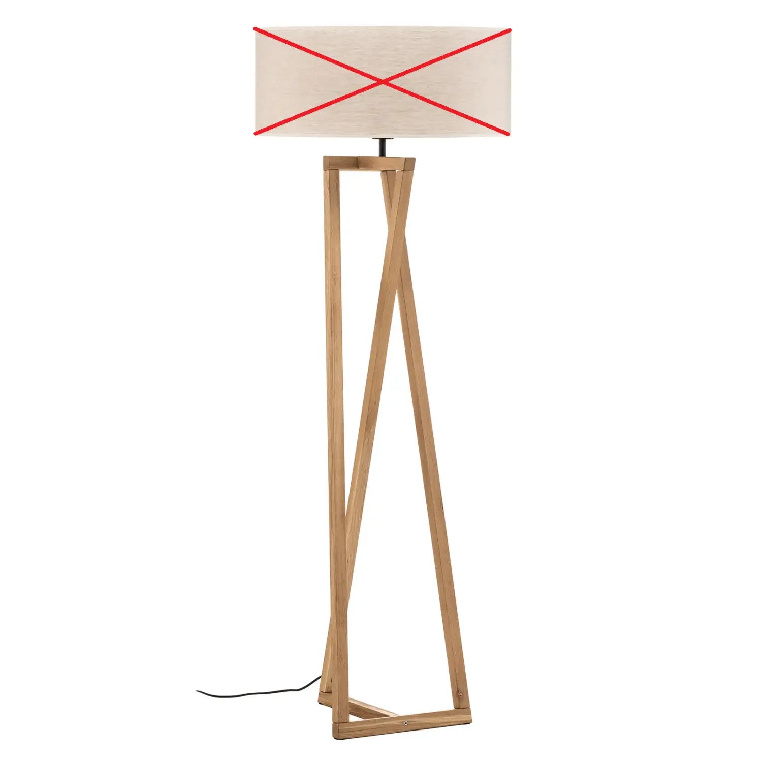 B-Ware Euluna Stehlampe Canvas Standleuchte Eichenholz Textil Beige Siehe Text/Foto
