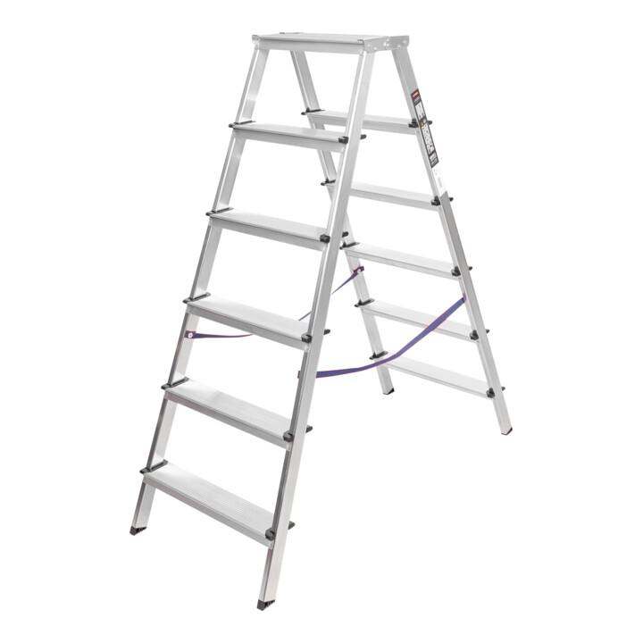 B-Ware Stier Stehleiter Trittleiter Leiter 2x6 Stufen Beidseitig Begehbar Fi 6