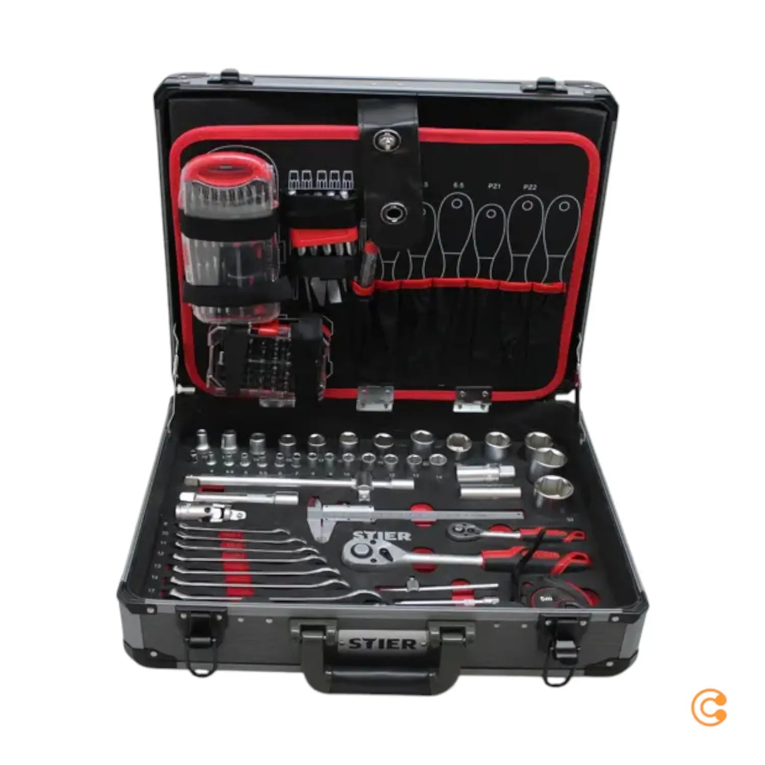 B-Ware Stier Werkzeugsortiment Set Werkzeugkoffer Aluminiumkoffer Siehe Text/Foto190