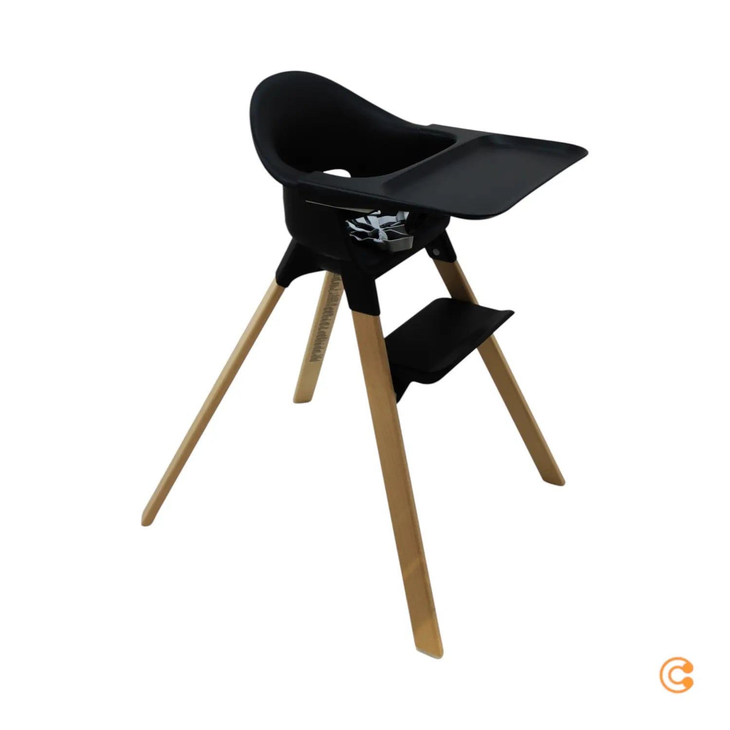 B-Ware Stokke Hochstuhl Stuhl Clikk Black Natural Tablett Sicherheitsgurt Baby Sitz