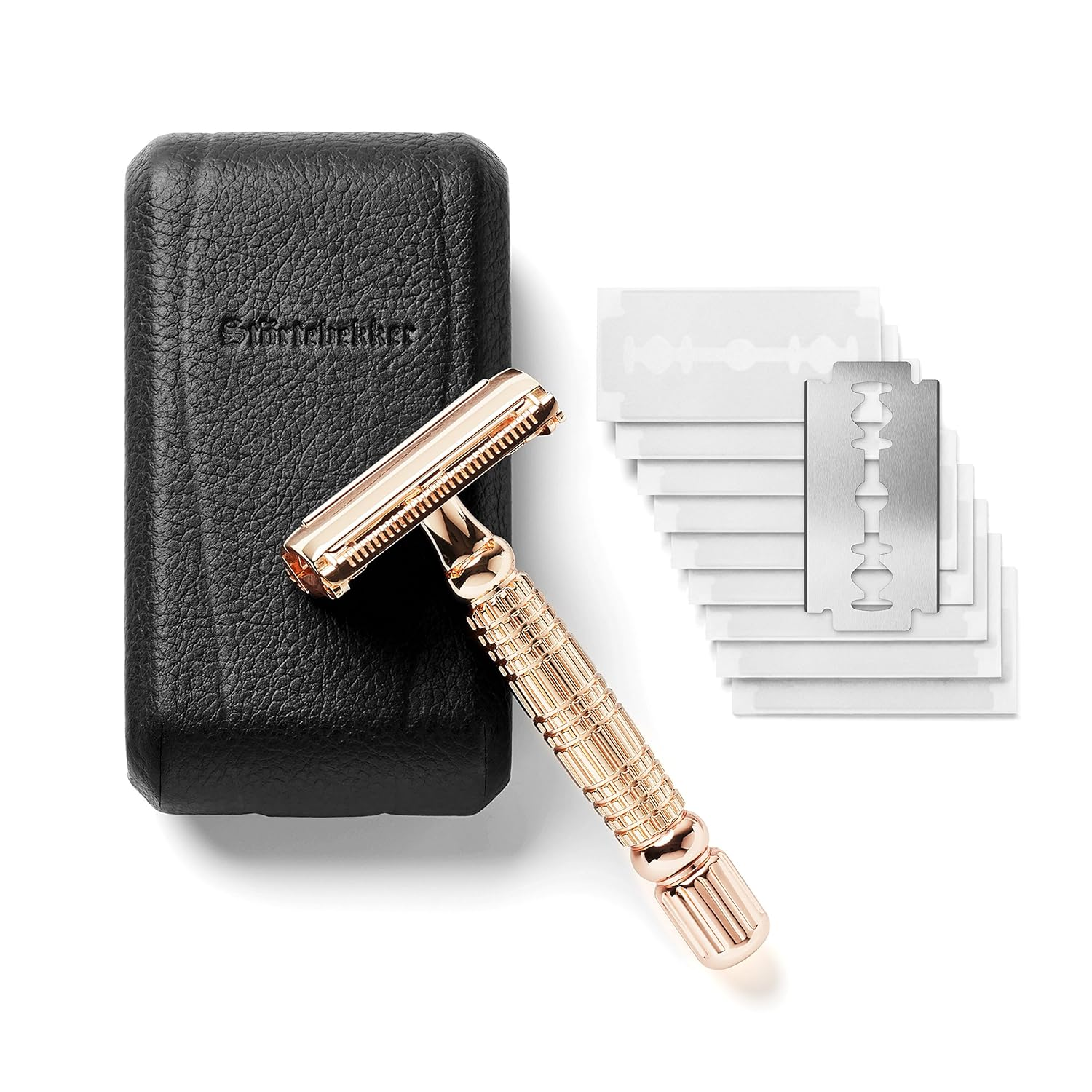 B-Ware Störtebekker Rasierhobel Herrenrasierer Rasierer 10 Ersatzklingen Rosegold Rose