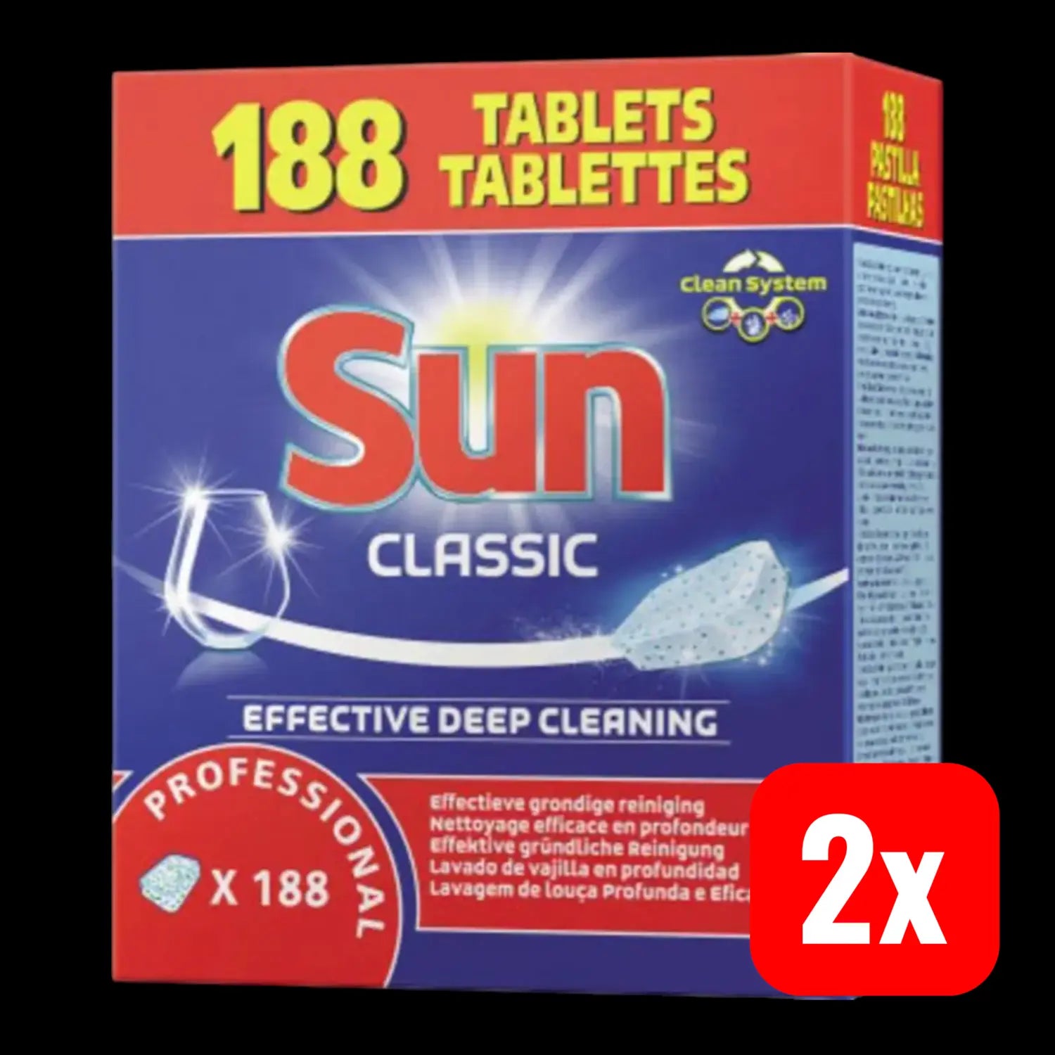 B-Ware Sun Geschirrspül Tabs Spülmaschinenreiniger 188 Tabs Reinigungskraft 2 Stück