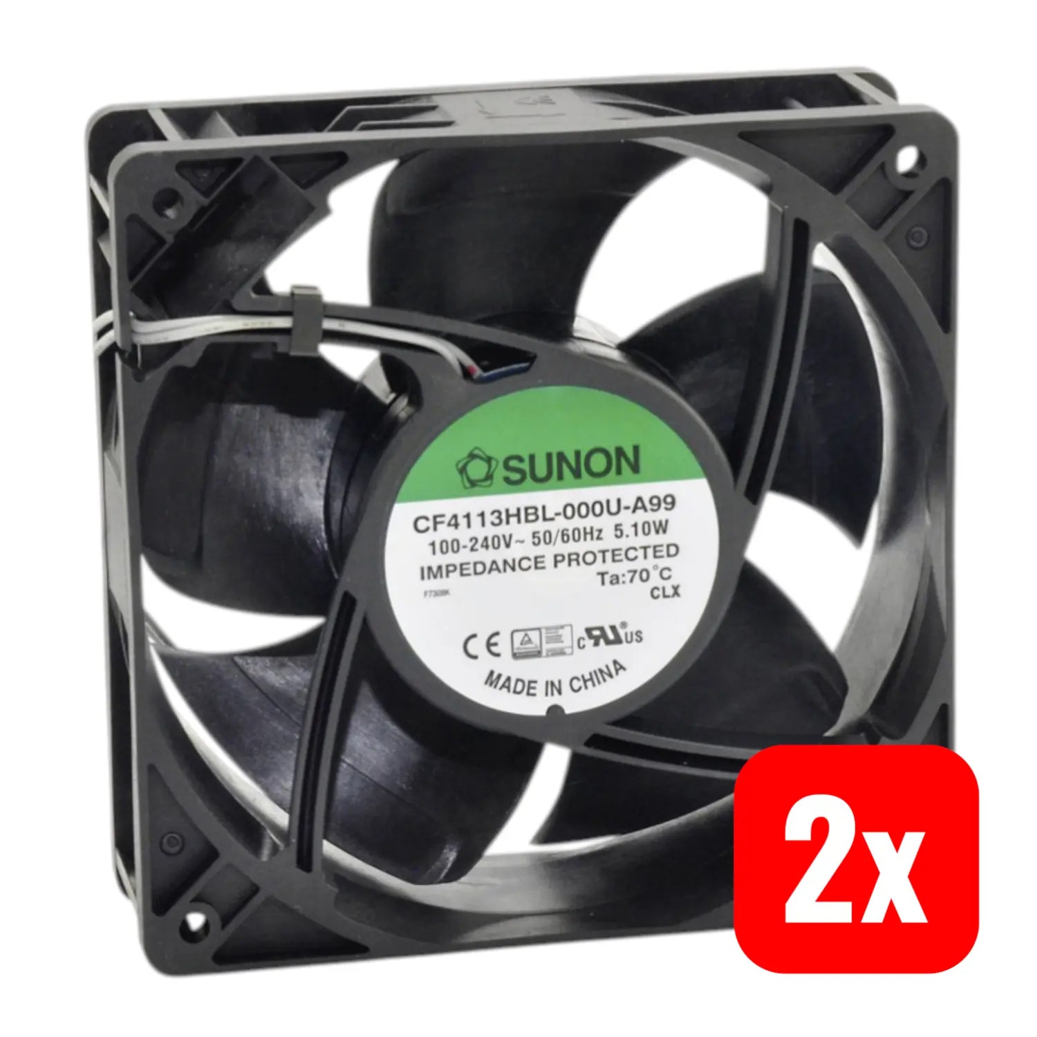 B-Ware Sunon Axiallüfter Ventilator 230 V 185.14m³h Kugellager Schwarz 120mm 2 Stück